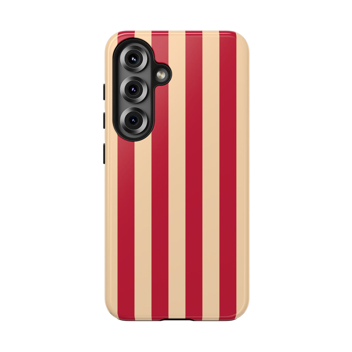 Retro Red & Cream Stripe Phone Case — Tough Protective Cover
