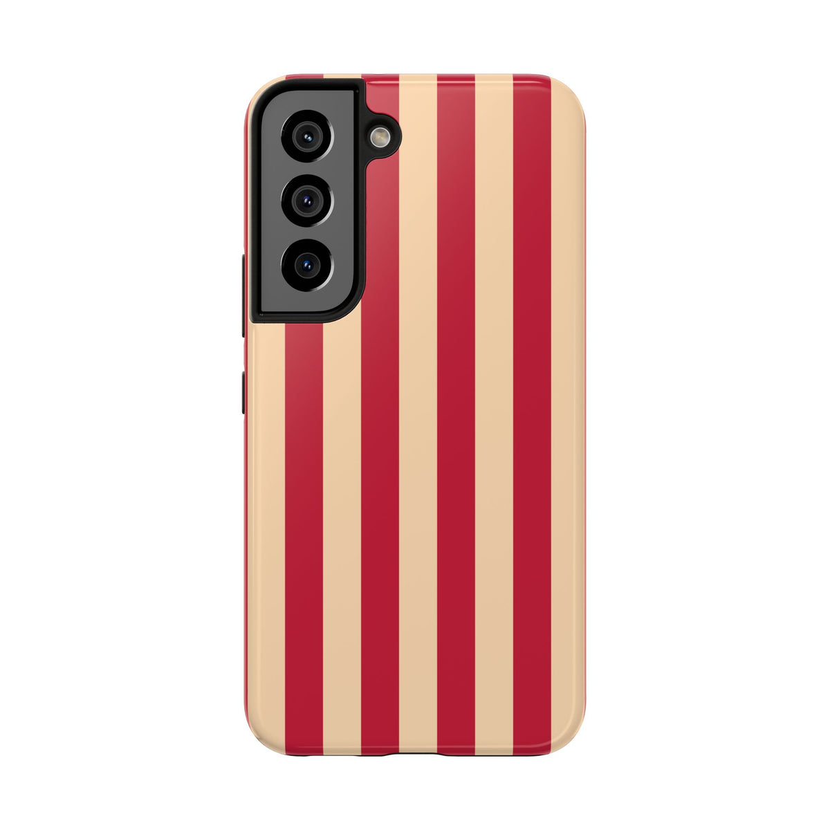 Retro Red & Cream Stripe Phone Case — Tough Protective Cover