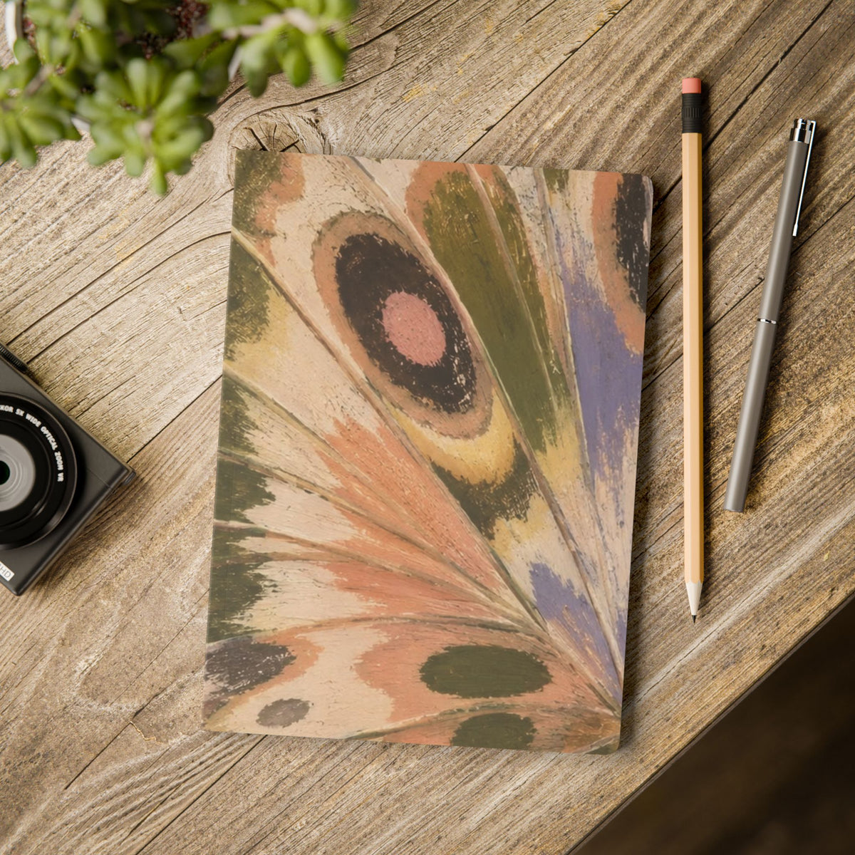Abstract Marbled Feather Pattern Journal 5.75x8 Softcover Notebook | Pocket Sketchbook