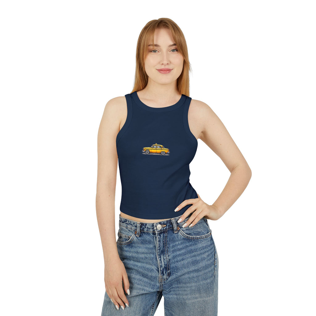 Yellow Taxi Graphic Tank Top | Vintage Cab Illustration