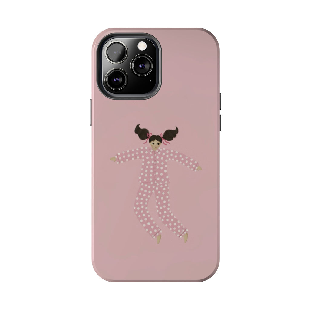 Pink Girl Drawing Tough Phone Case, Cute Protective Cover, Stylish Phone Accessories, Customizable Phone Case, Trendy Cell Phone Case