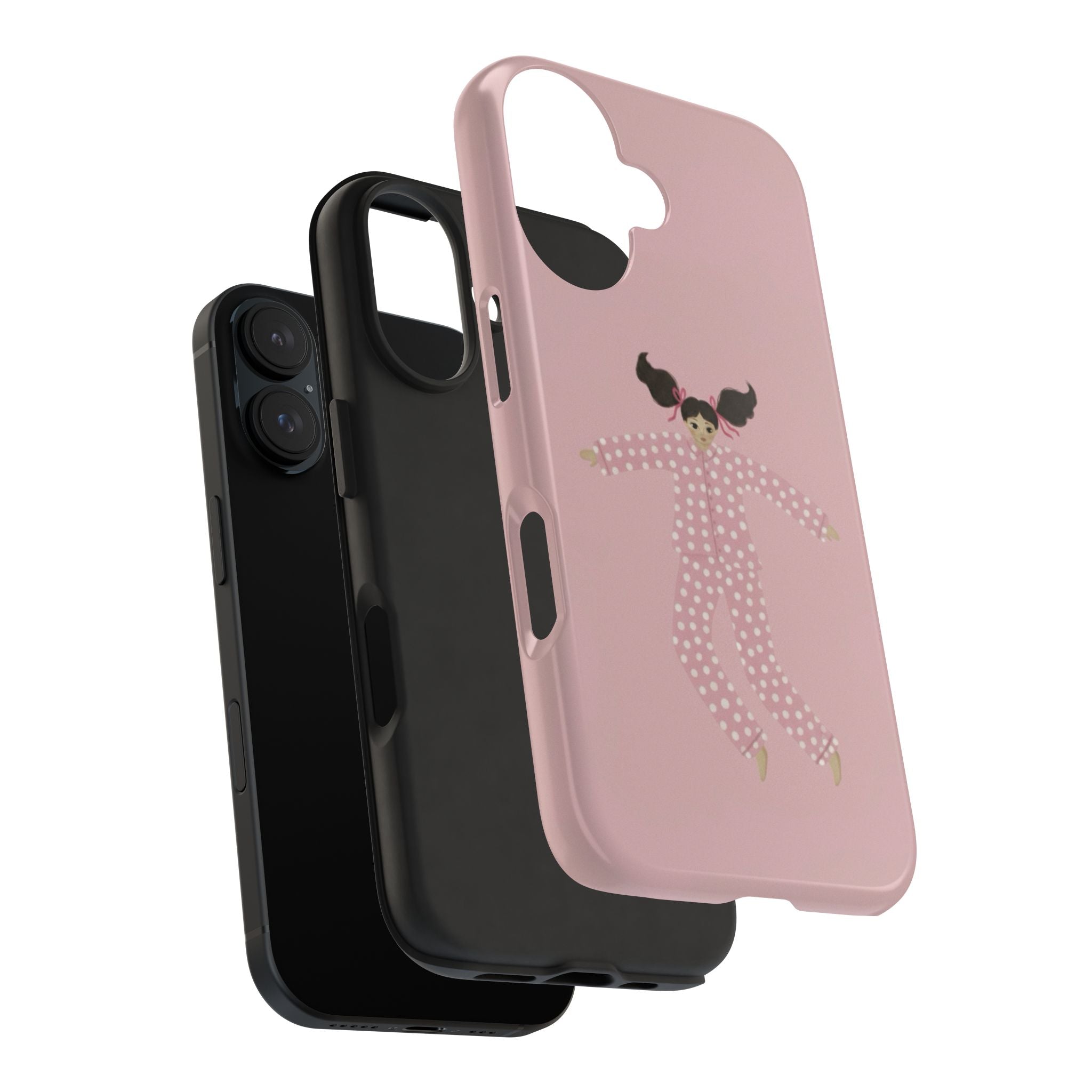 Pink Girl Drawing Tough Phone Case, Cute Protective Cover, Stylish Phone Accessories, Customizable Phone Case, Trendy Cell Phone Case