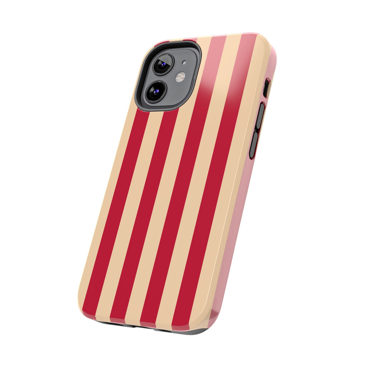 Retro Red & Cream Stripe Phone Case — Tough Protective Cover