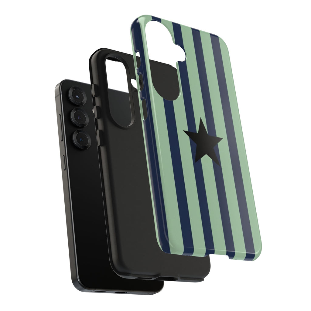 Stylish Tough Phone Cases, Durable Smartphone Covers, Trendy Tech Accessories, Unique Gifts for Teens, Striped Star Design