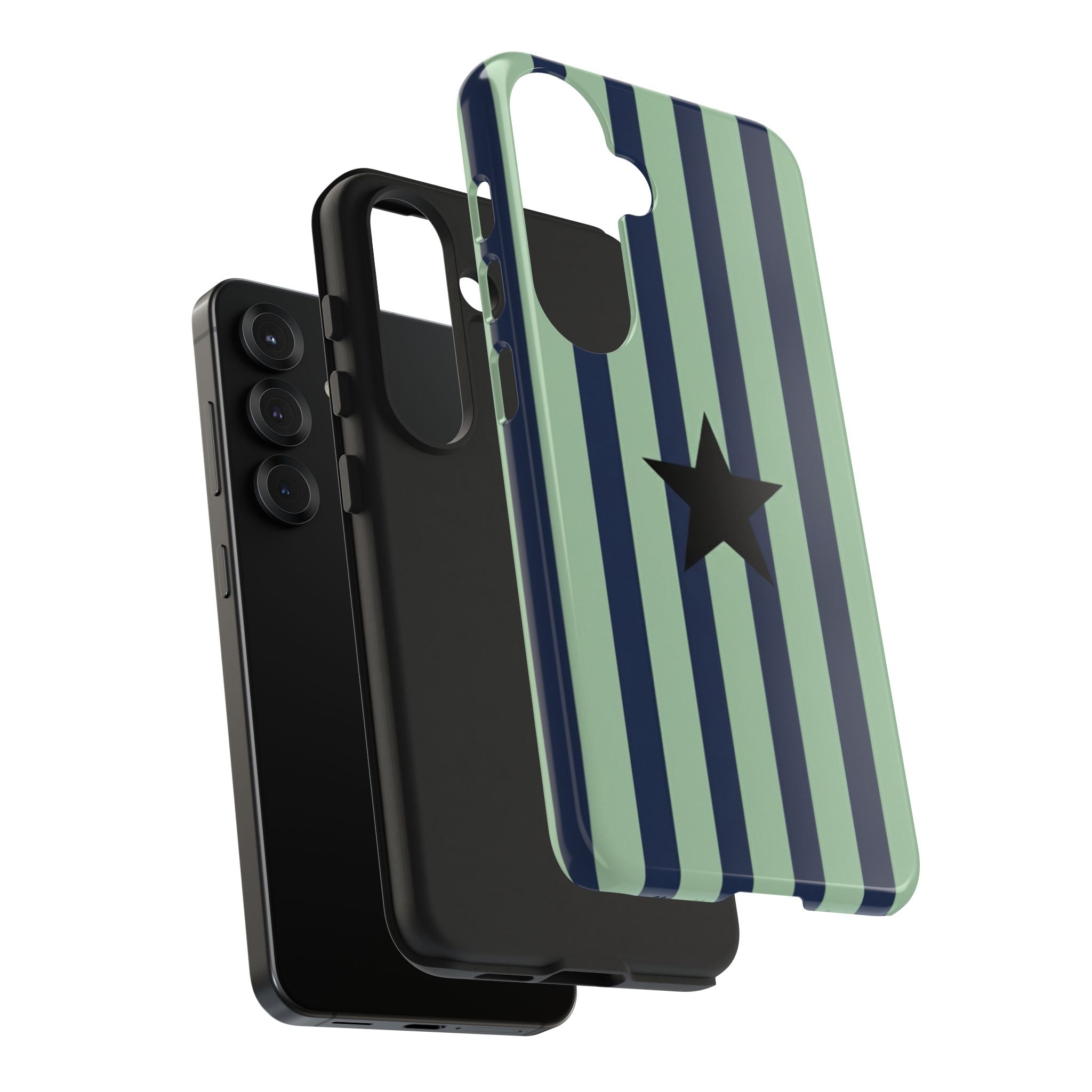 Stylish Tough Phone Cases, Durable Smartphone Covers, Trendy Tech Accessories, Unique Gifts for Teens, Striped Star Design
