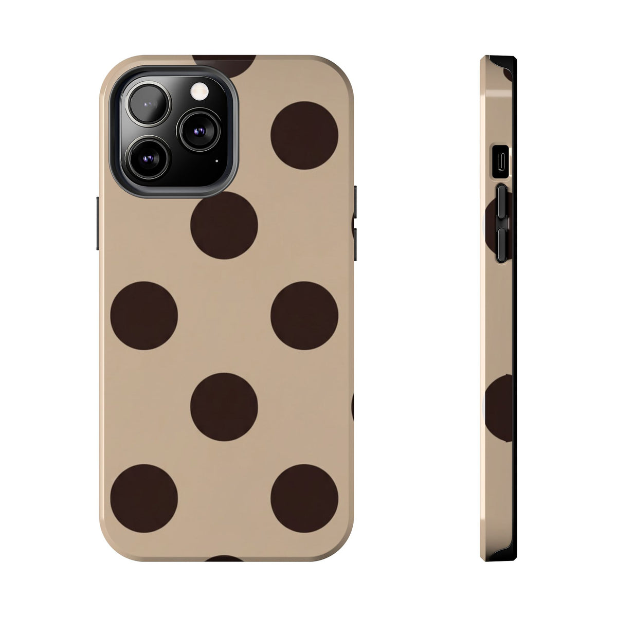 Chocolate Polka Dot Tough Phone Case — Beige Protective Phone Cover