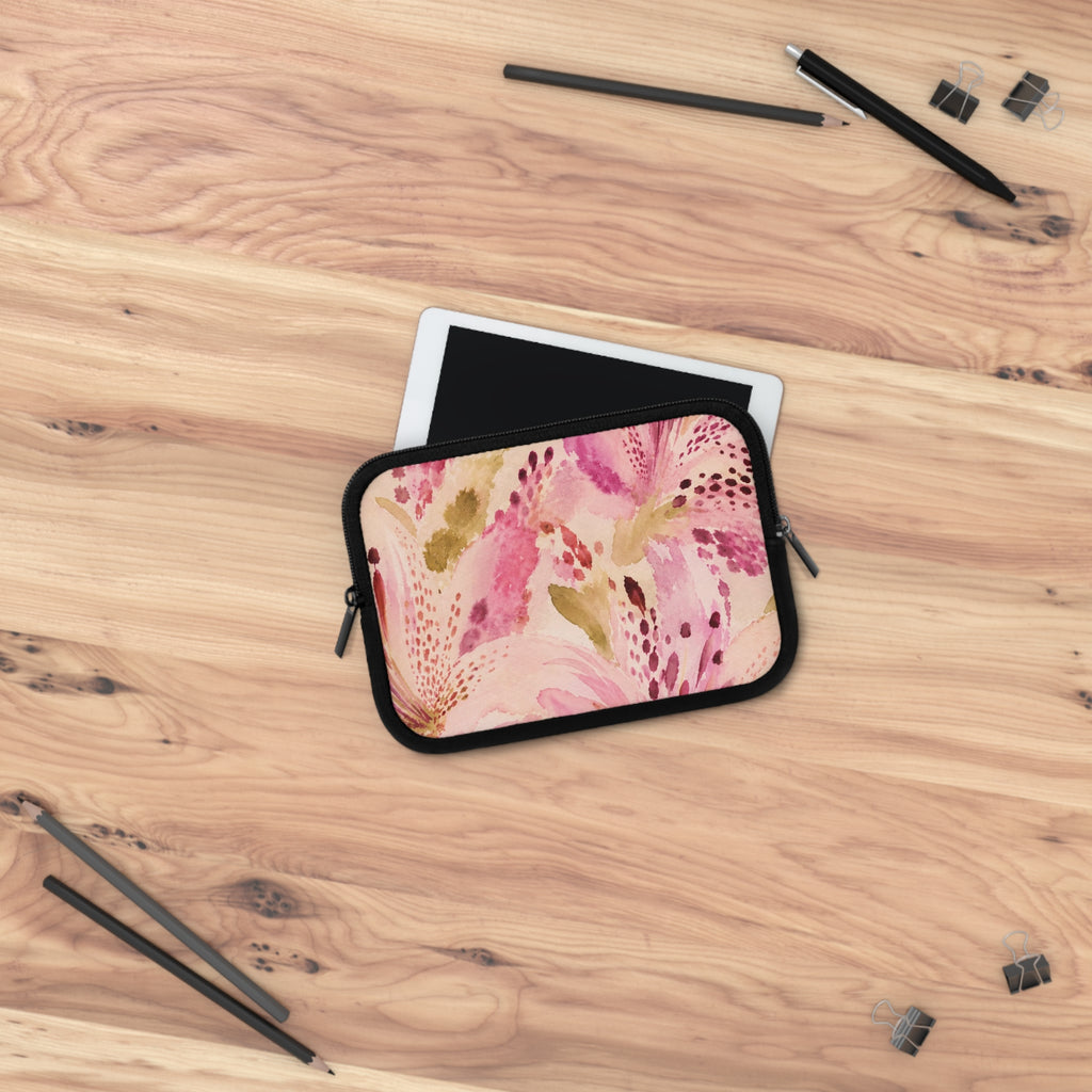 Pink Watercolor Lily Laptop Sleeve