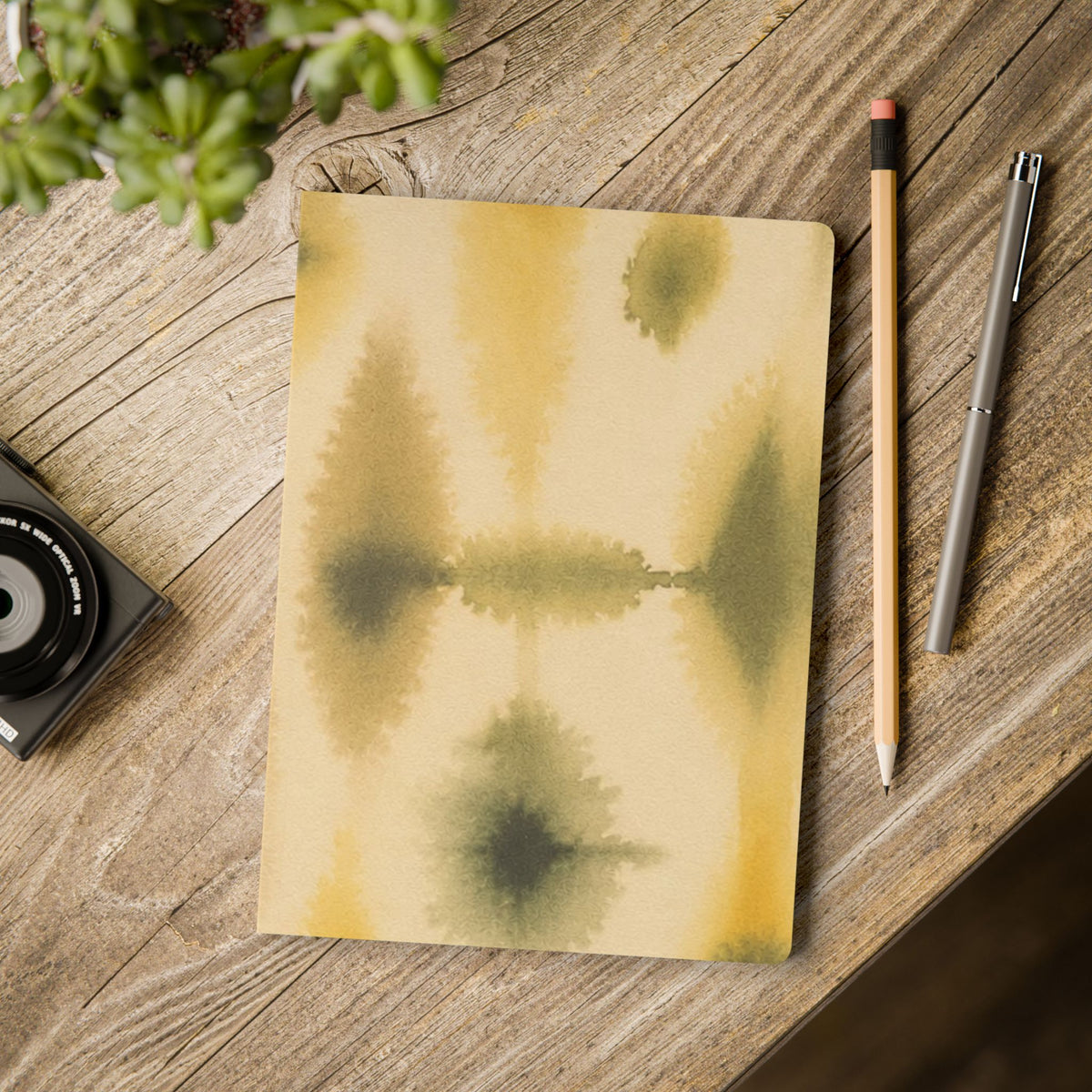 Watercolor Olive Abstract Softcover Journal — Perforated 100/200-Page Travelers & Composition Notebook