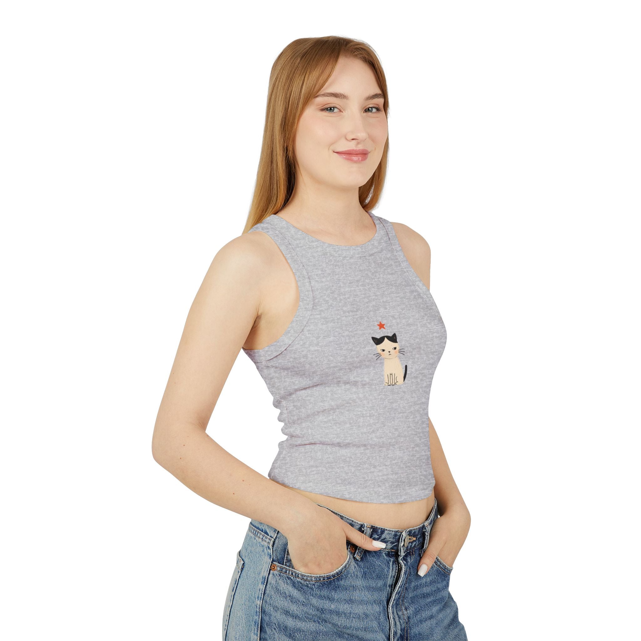 Siamese Cat with Star tank top | Racerback Crop Top, Cute Kitten Illustration