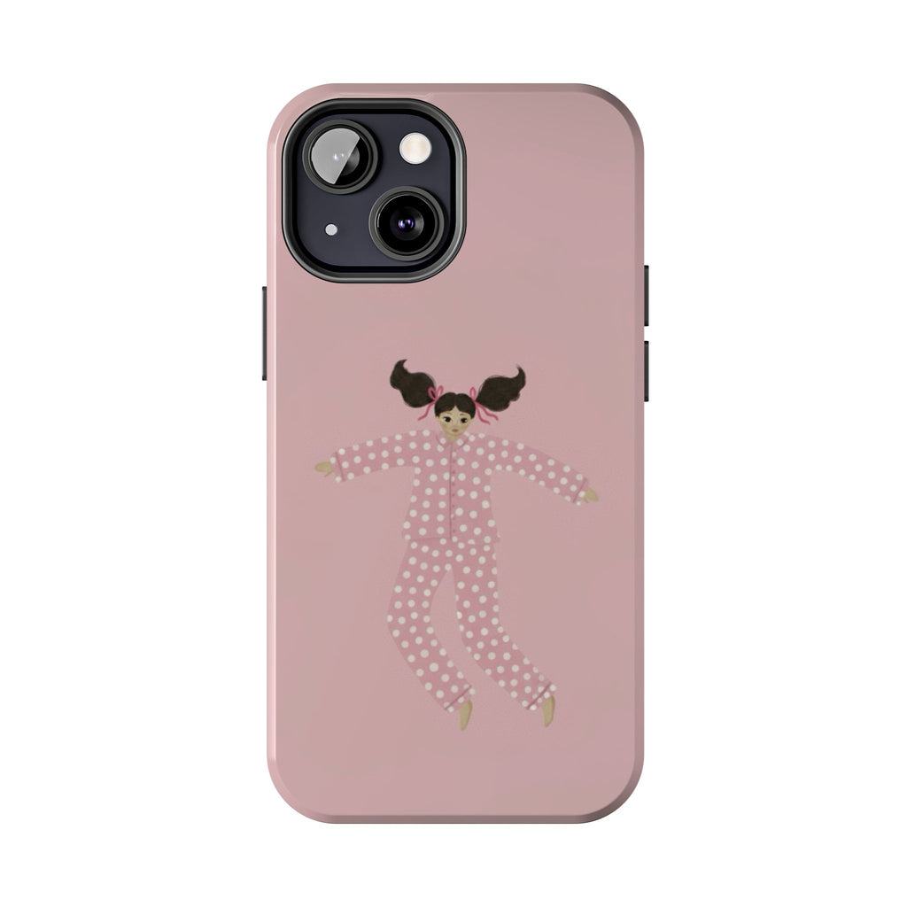 Pink Girl Drawing Tough Phone Case, Cute Protective Cover, Stylish Phone Accessories, Customizable Phone Case, Trendy Cell Phone Case