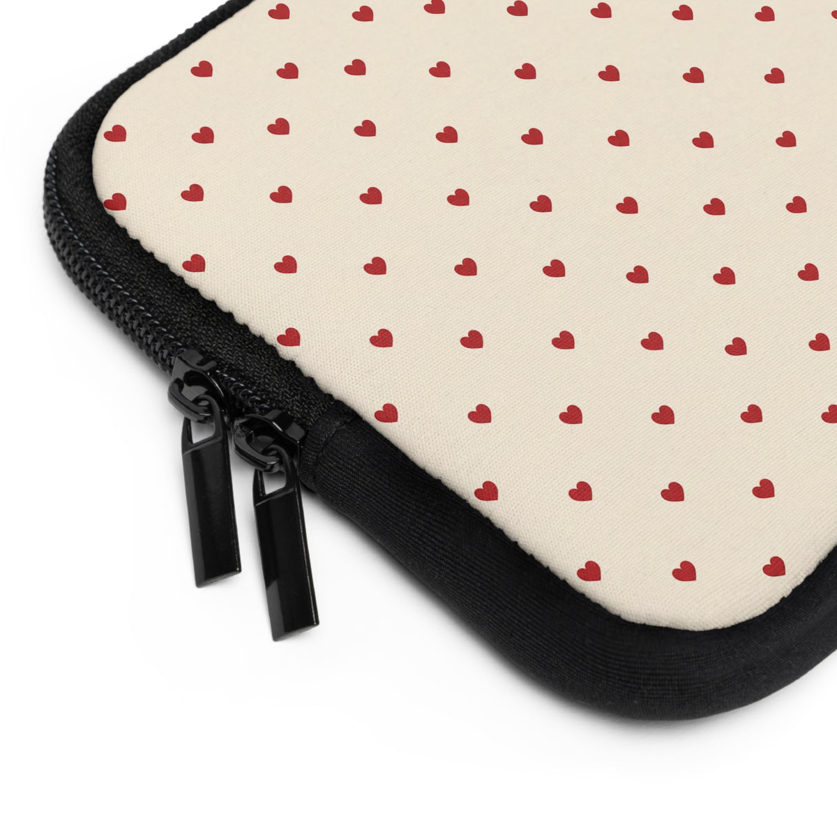 Tiny Red Hearts Laptop Sleeve | Minimal Polka Dot Pattern
