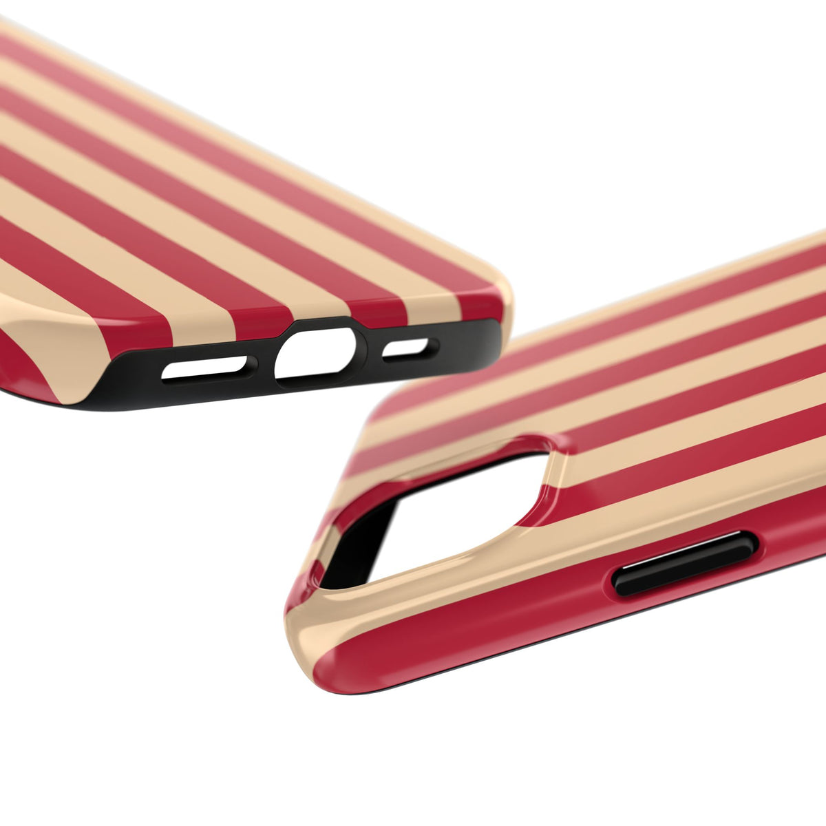 Retro Red & Cream Stripe Phone Case — Tough Protective Cover