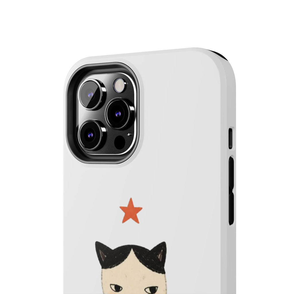 Grumpy Cat Illustration Phone Case | Cute Cat with Star Tough Case