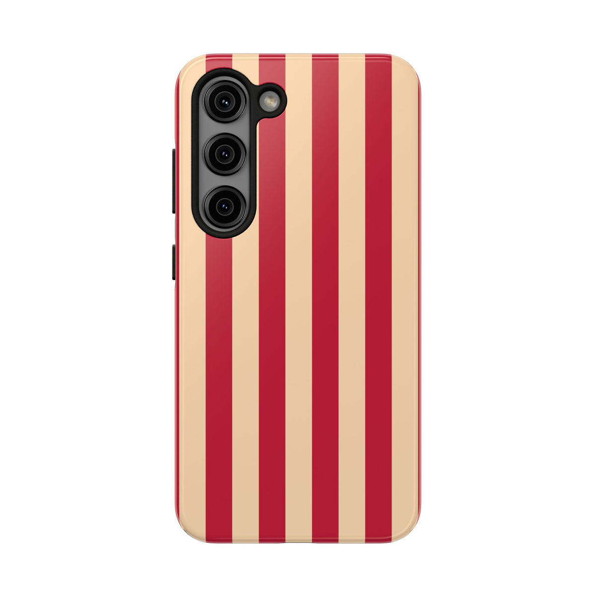 Retro Red & Cream Stripe Phone Case — Tough Protective Cover