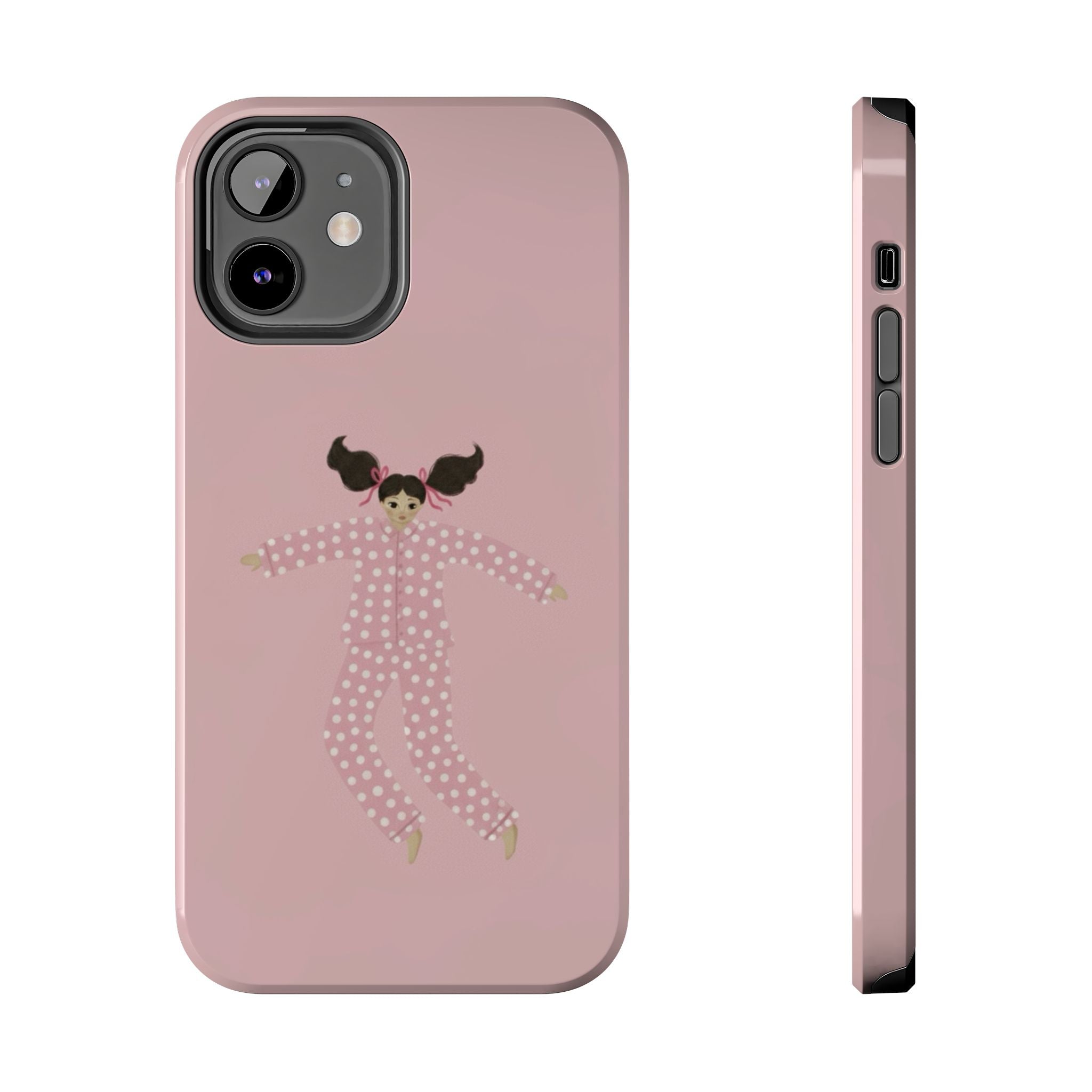 Pink Girl Drawing Tough Phone Case, Cute Protective Cover, Stylish Phone Accessories, Customizable Phone Case, Trendy Cell Phone Case