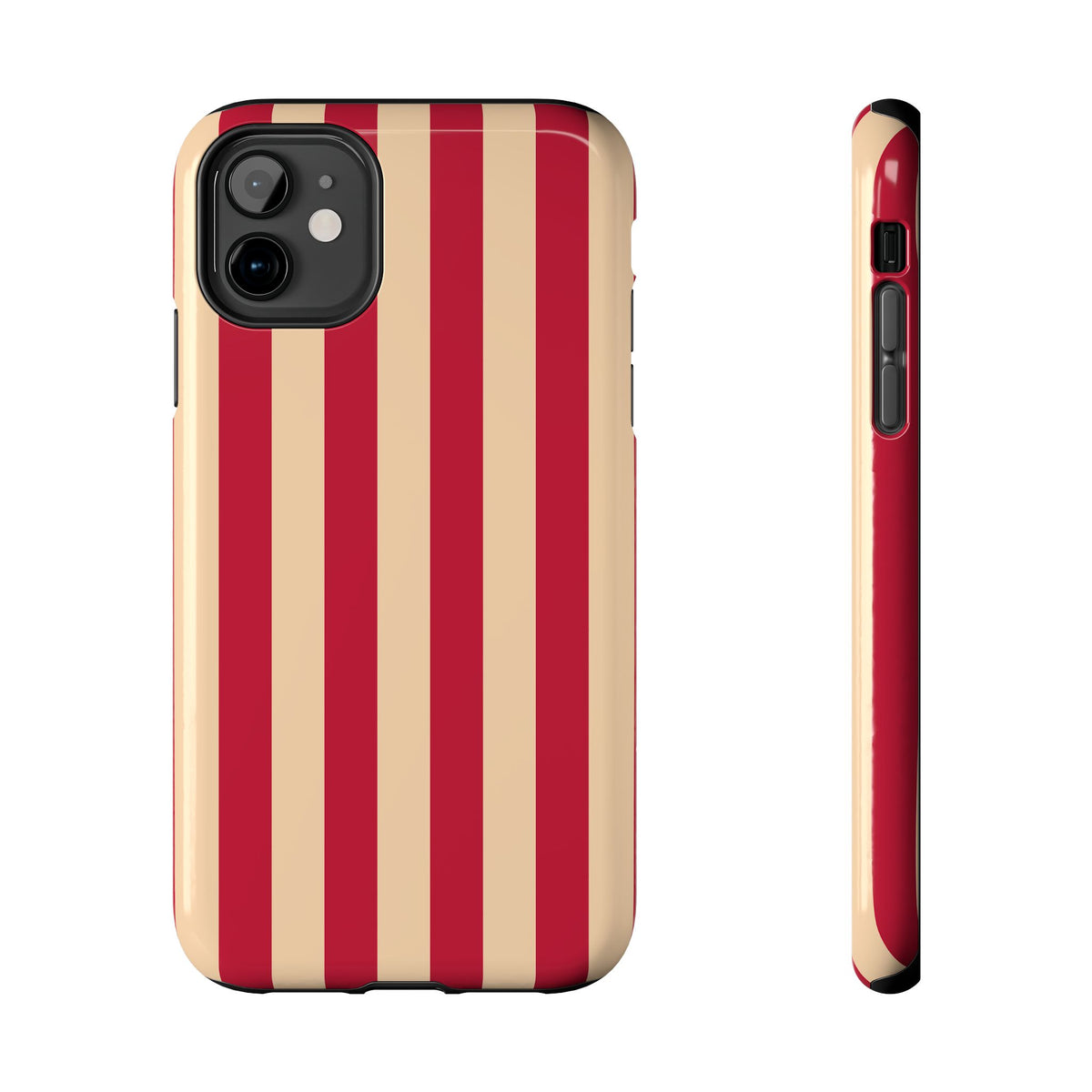 Retro Red & Cream Stripe Phone Case — Tough Protective Cover