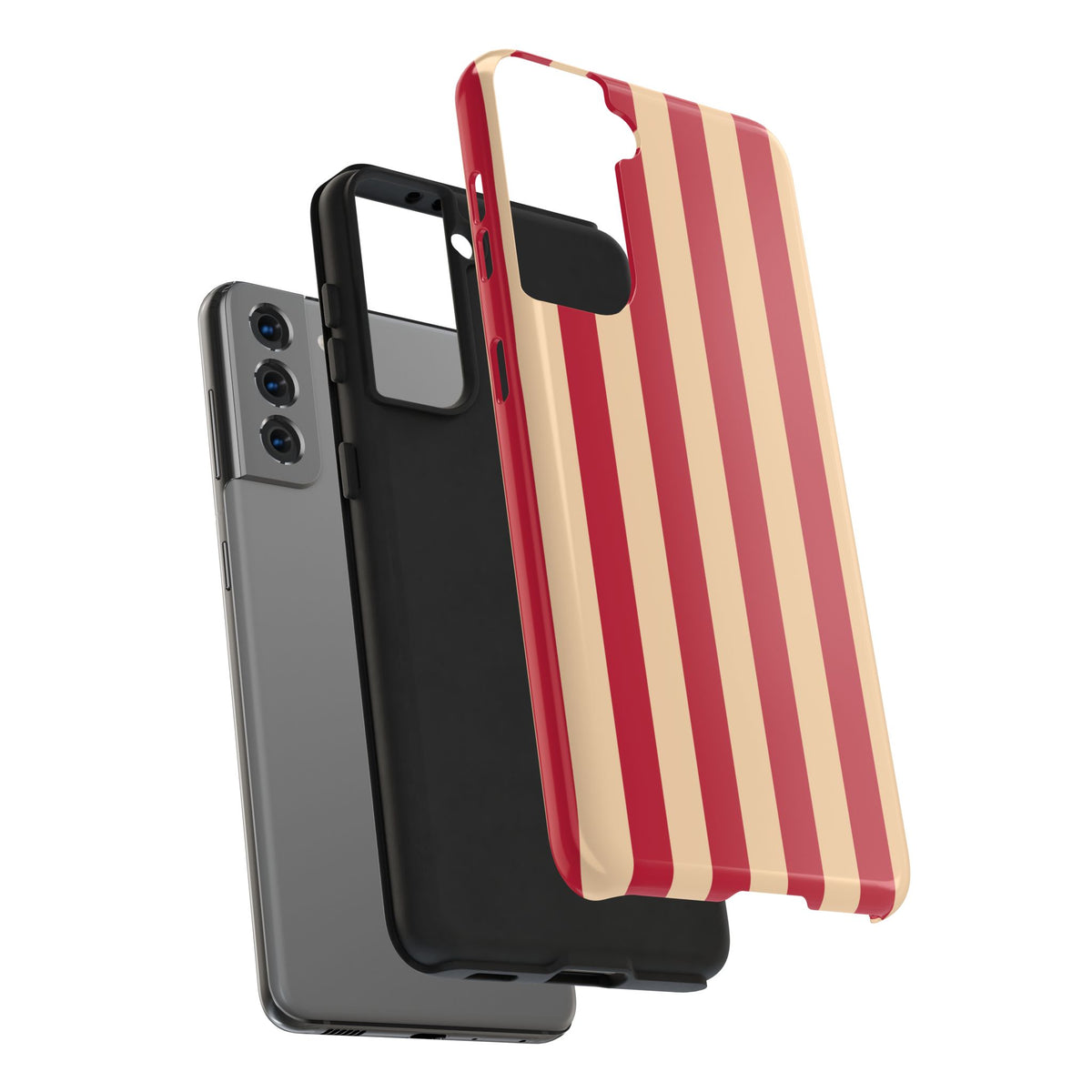 Retro Red & Cream Stripe Phone Case — Tough Protective Cover