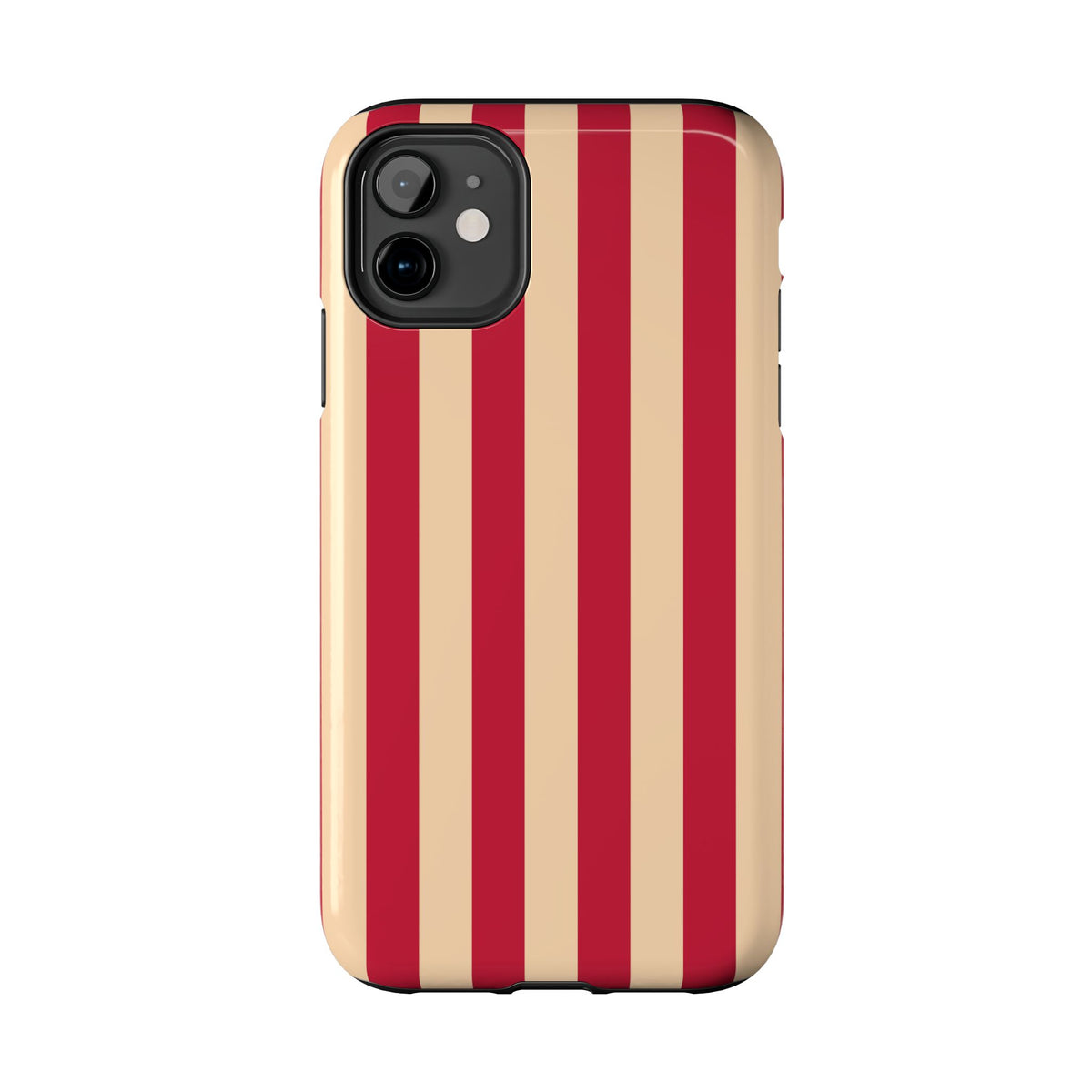 Retro Red & Cream Stripe Phone Case — Tough Protective Cover