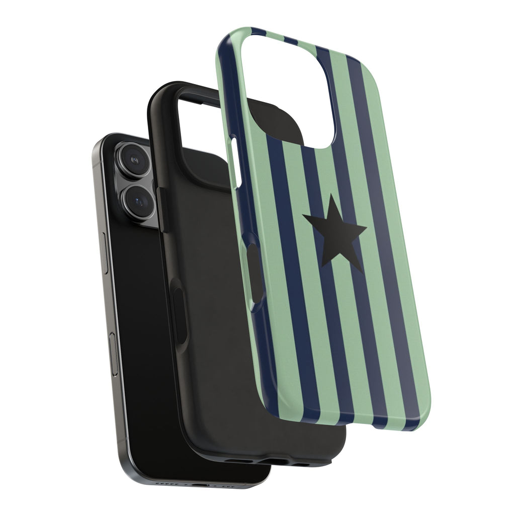 Stylish Tough Phone Cases, Durable Smartphone Covers, Trendy Tech Accessories, Unique Gifts for Teens, Striped Star Design