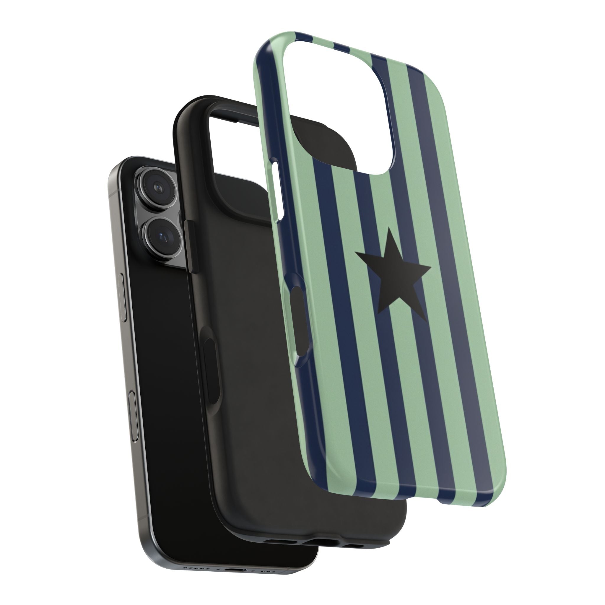 Stylish Tough Phone Cases, Durable Smartphone Covers, Trendy Tech Accessories, Unique Gifts for Teens, Striped Star Design