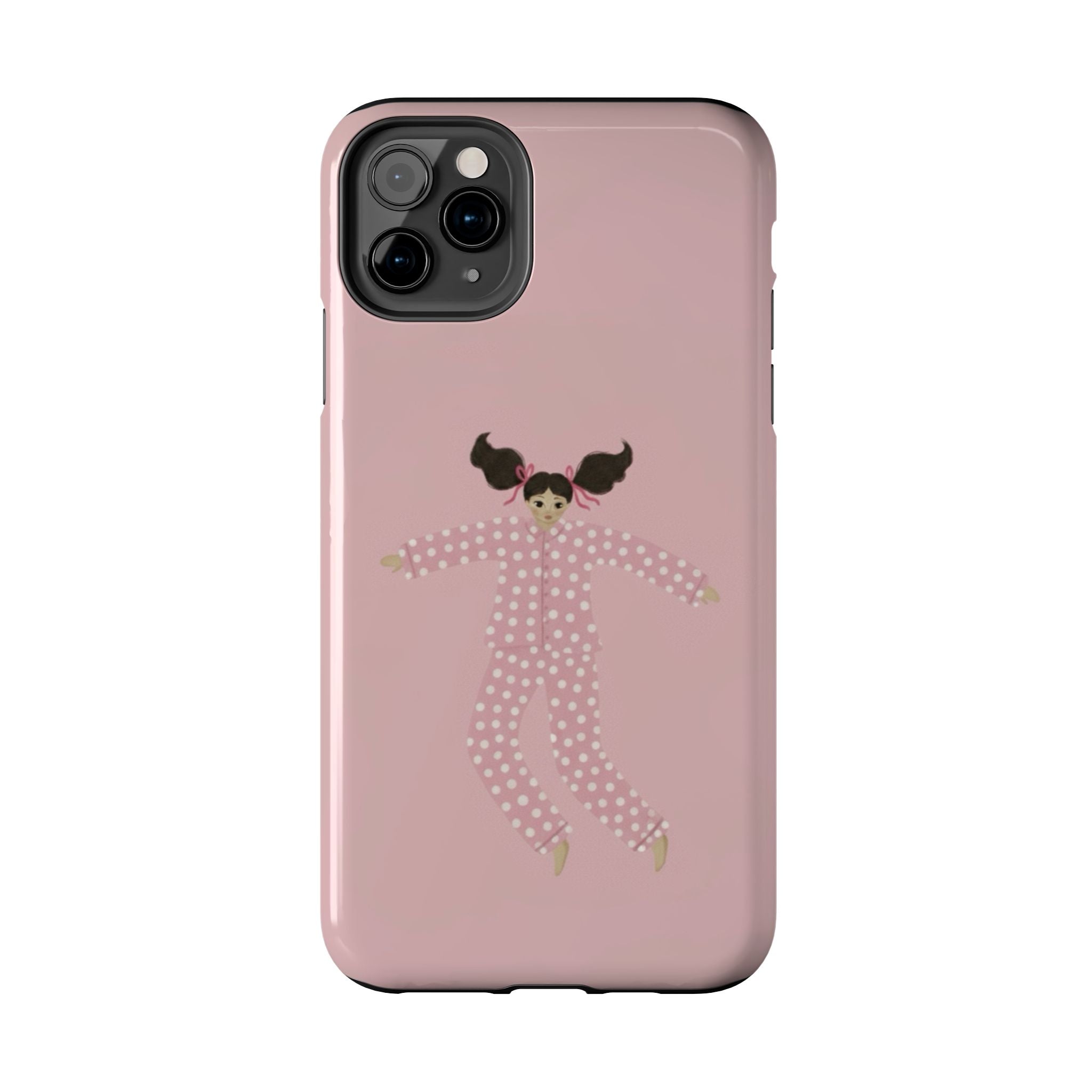 Pink Girl Drawing Tough Phone Case, Cute Protective Cover, Stylish Phone Accessories, Customizable Phone Case, Trendy Cell Phone Case