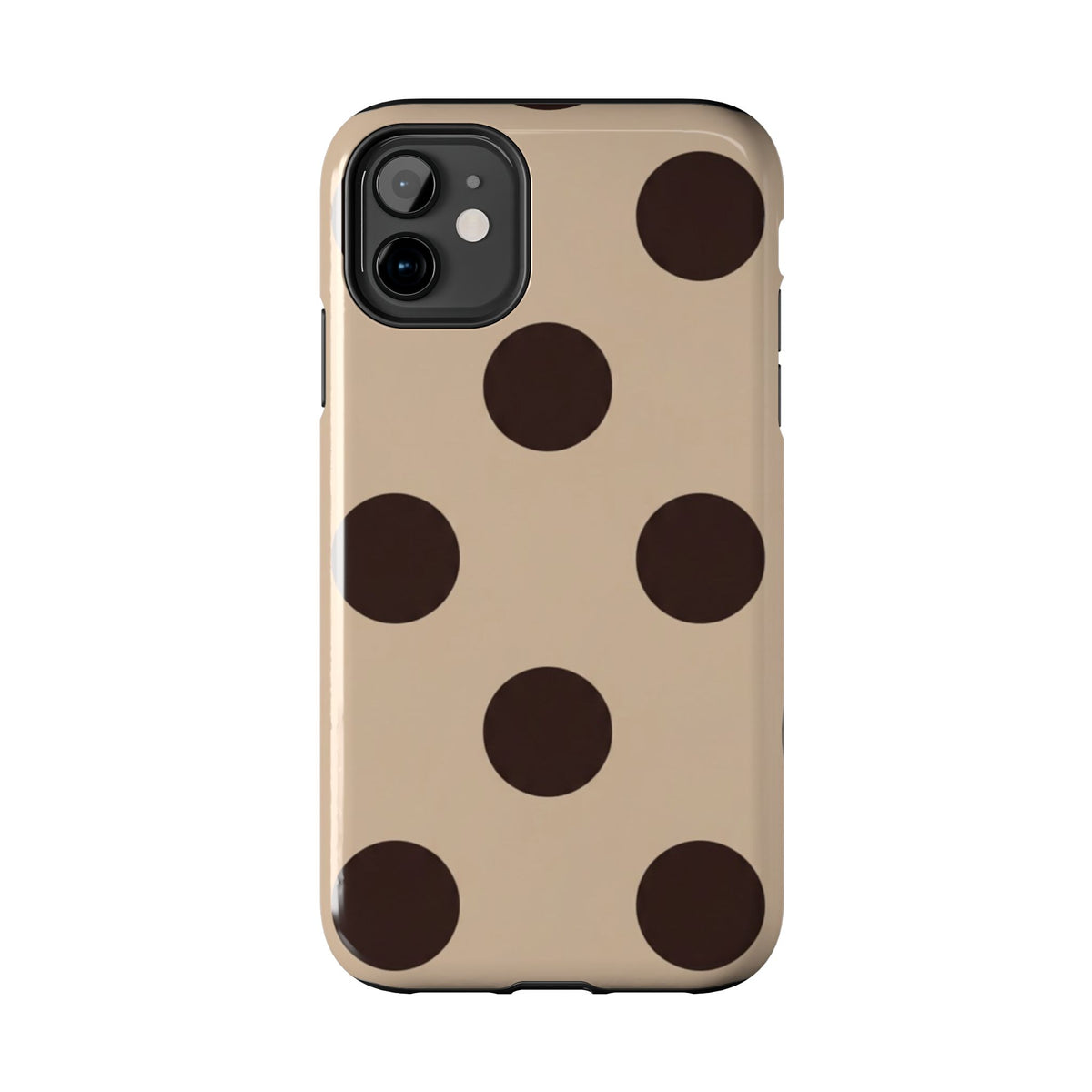 Chocolate Polka Dot Tough Phone Case — Beige Protective Phone Cover