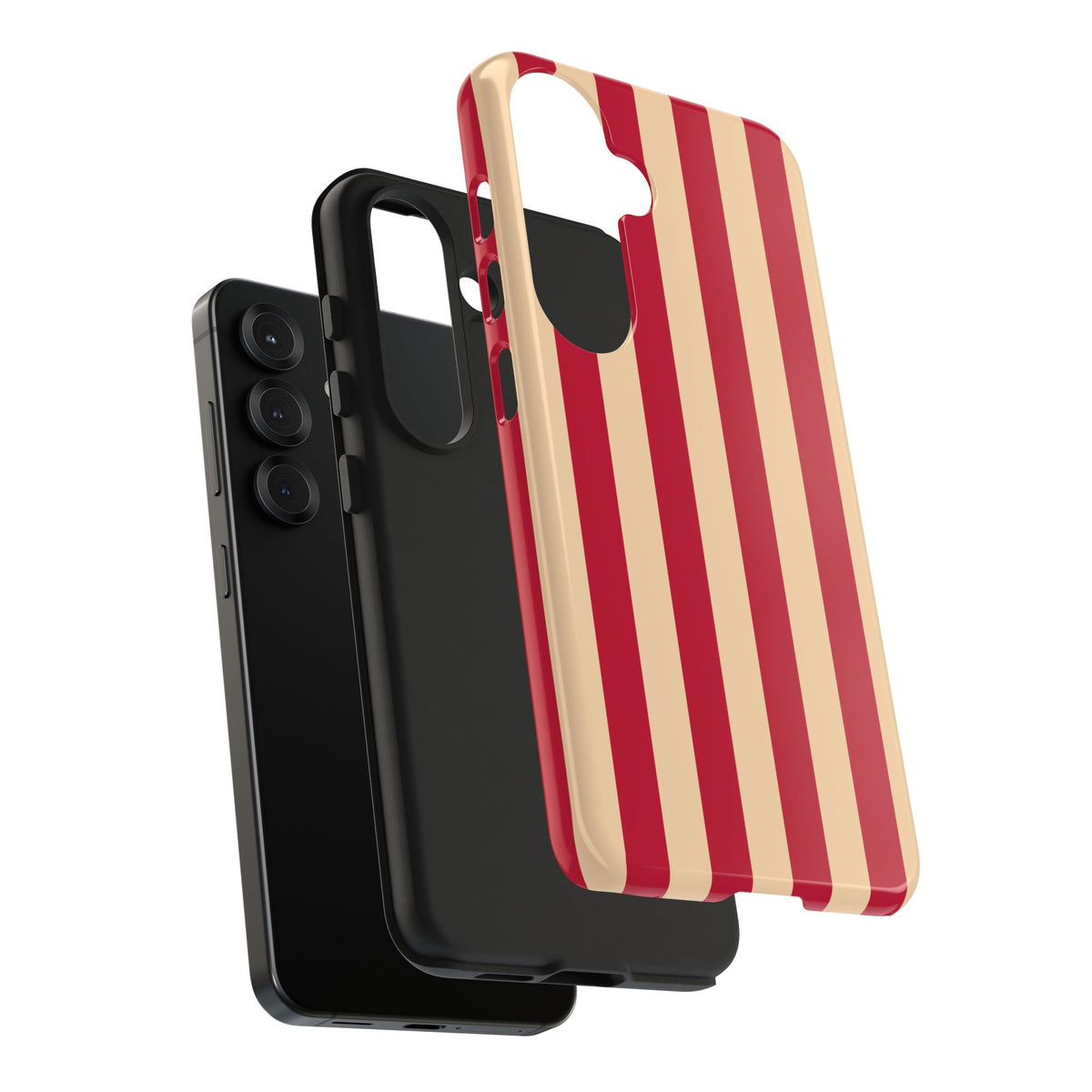 Retro Red & Cream Stripe Phone Case — Tough Protective Cover
