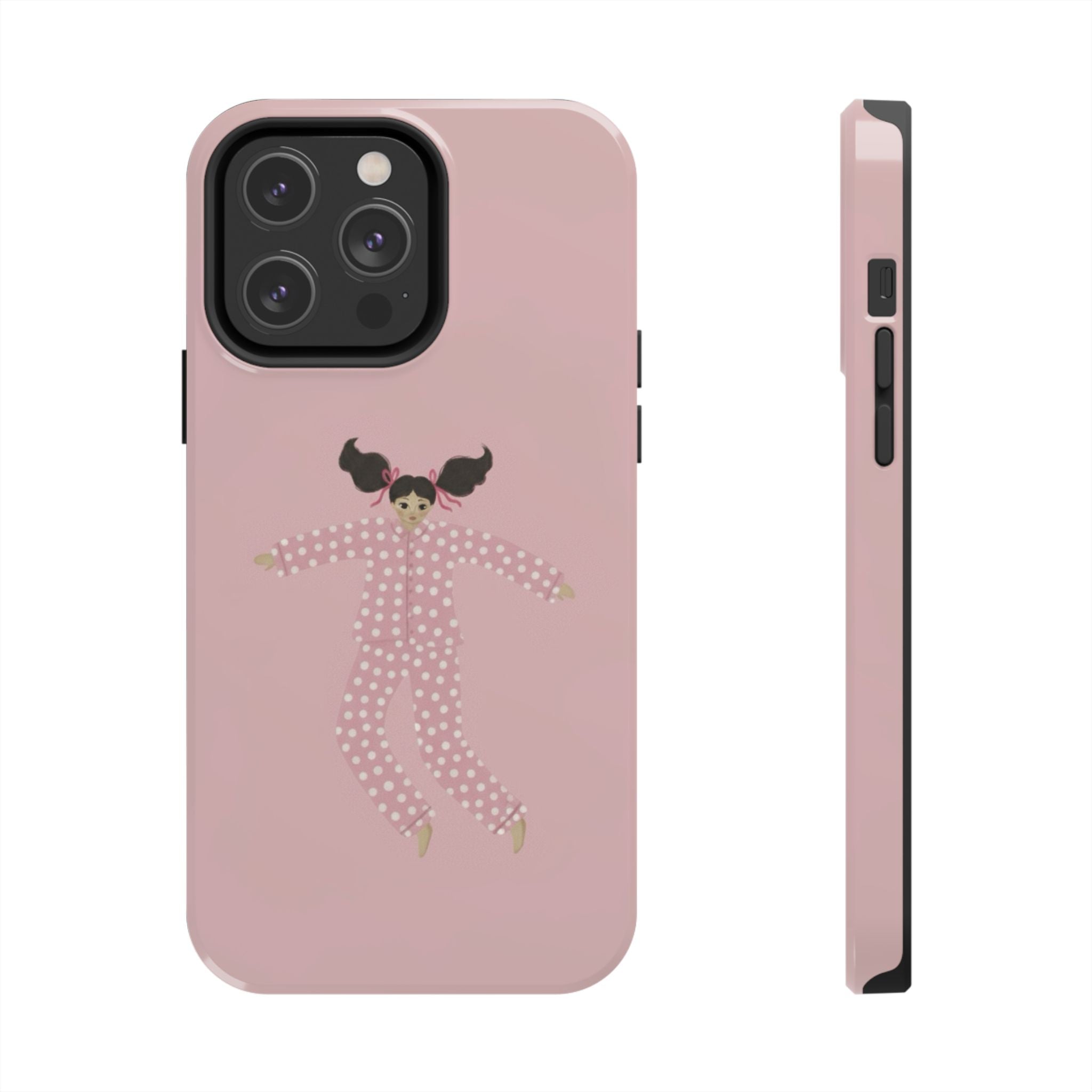 Pink Girl Drawing Tough Phone Case, Cute Protective Cover, Stylish Phone Accessories, Customizable Phone Case, Trendy Cell Phone Case