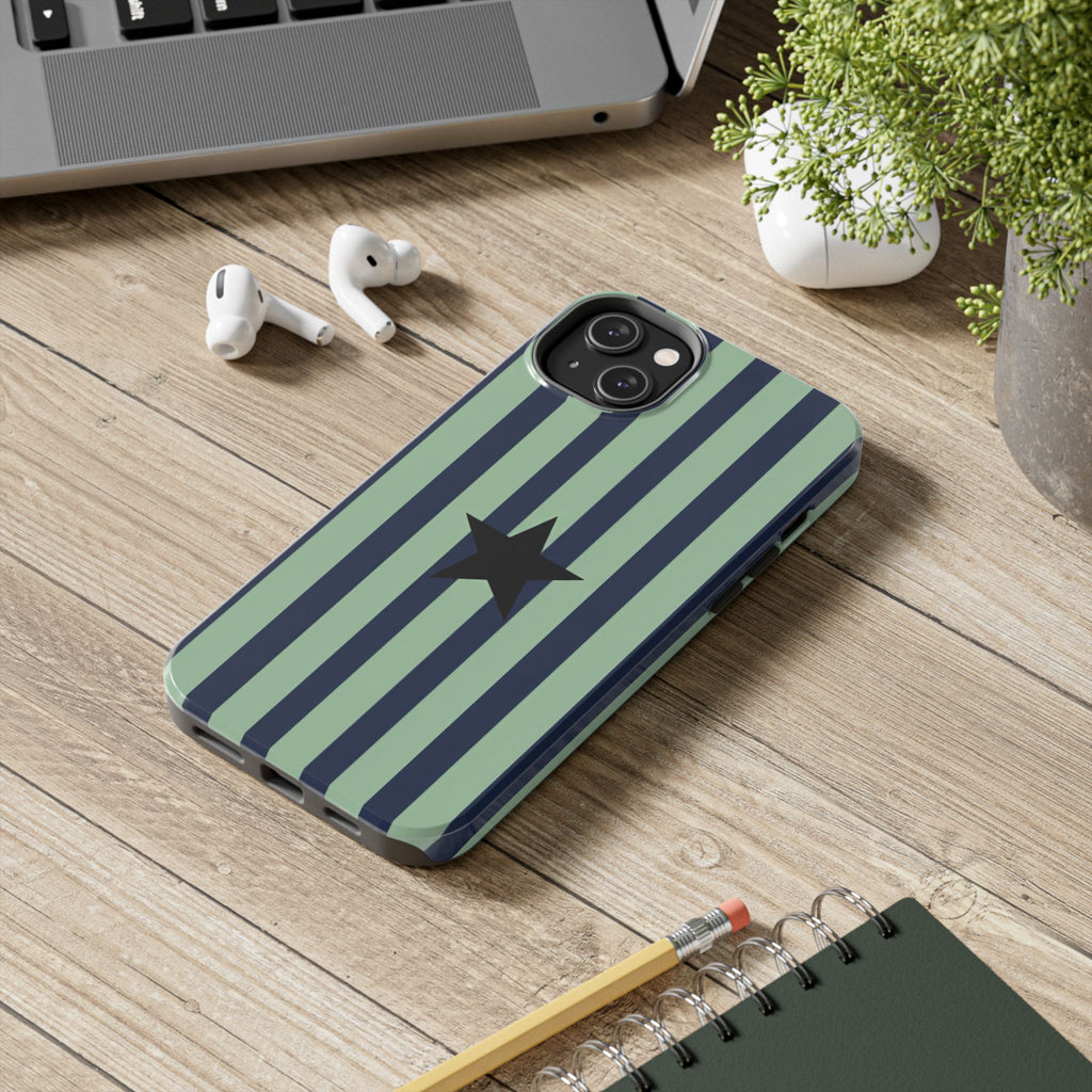 Stylish Tough Phone Cases, Durable Smartphone Covers, Trendy Tech Accessories, Unique Gifts for Teens, Striped Star Design