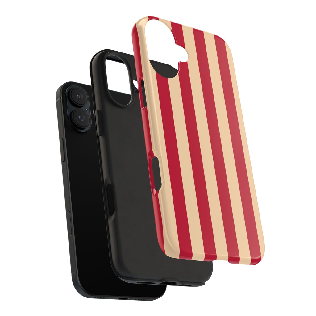 Retro Red & Cream Stripe Phone Case — Tough Protective Cover