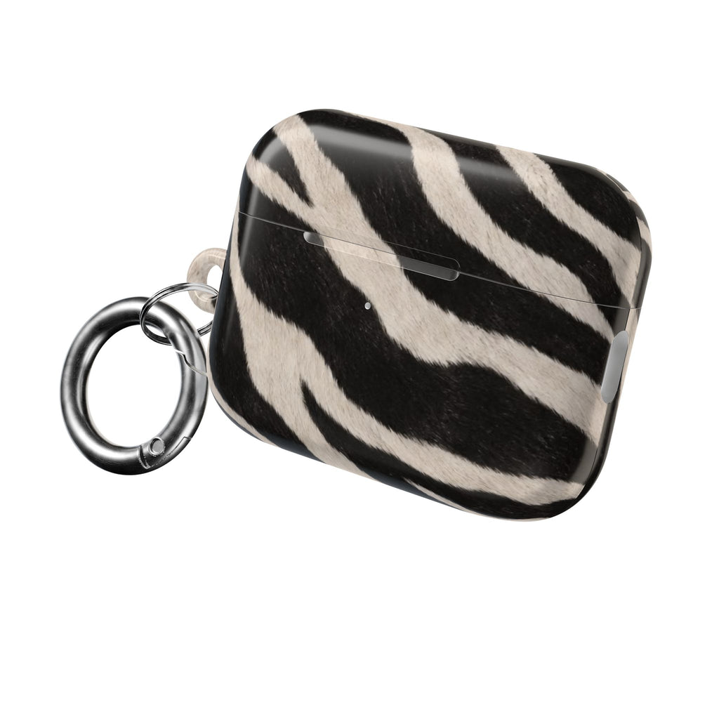 Zebra Print AirPod Case | Black White Stripes, Faux Fur Pattern