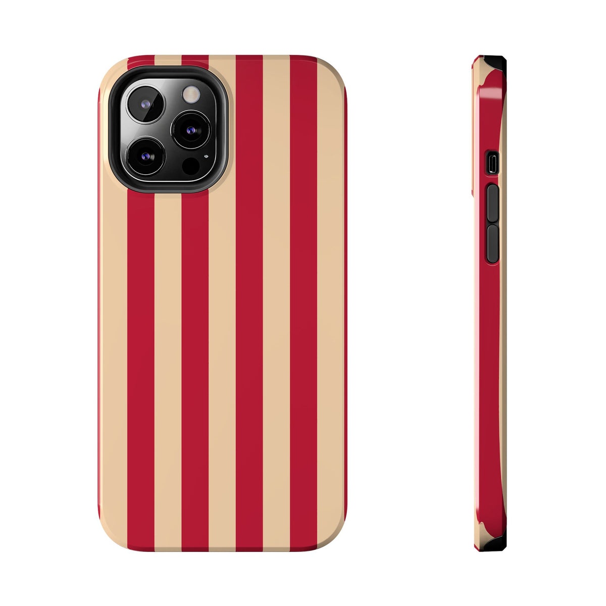 Retro Red & Cream Stripe Phone Case — Tough Protective Cover