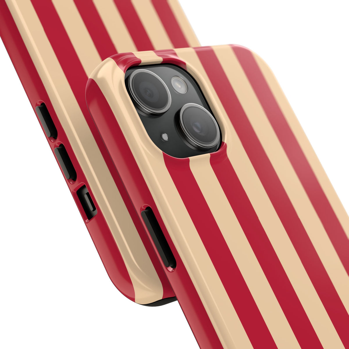 Retro Red & Cream Stripe Phone Case — Tough Protective Cover