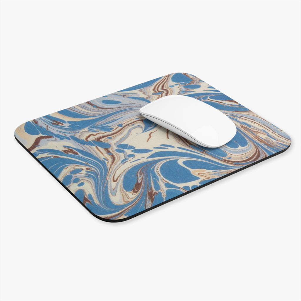 Blue Marble Swirl Mouse Pad | Abstract Fluid Art