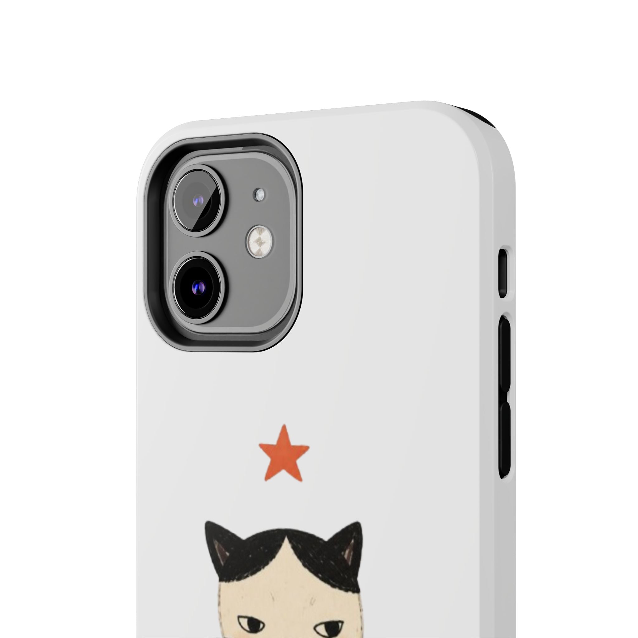 Grumpy Cat Illustration Phone Case | Cute Cat with Star Tough Case