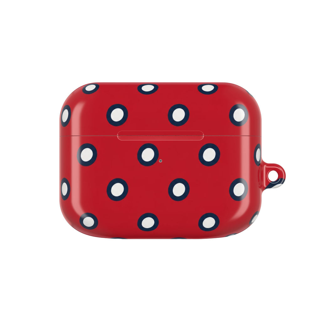 Navy Polka Dot Red AirPod Case