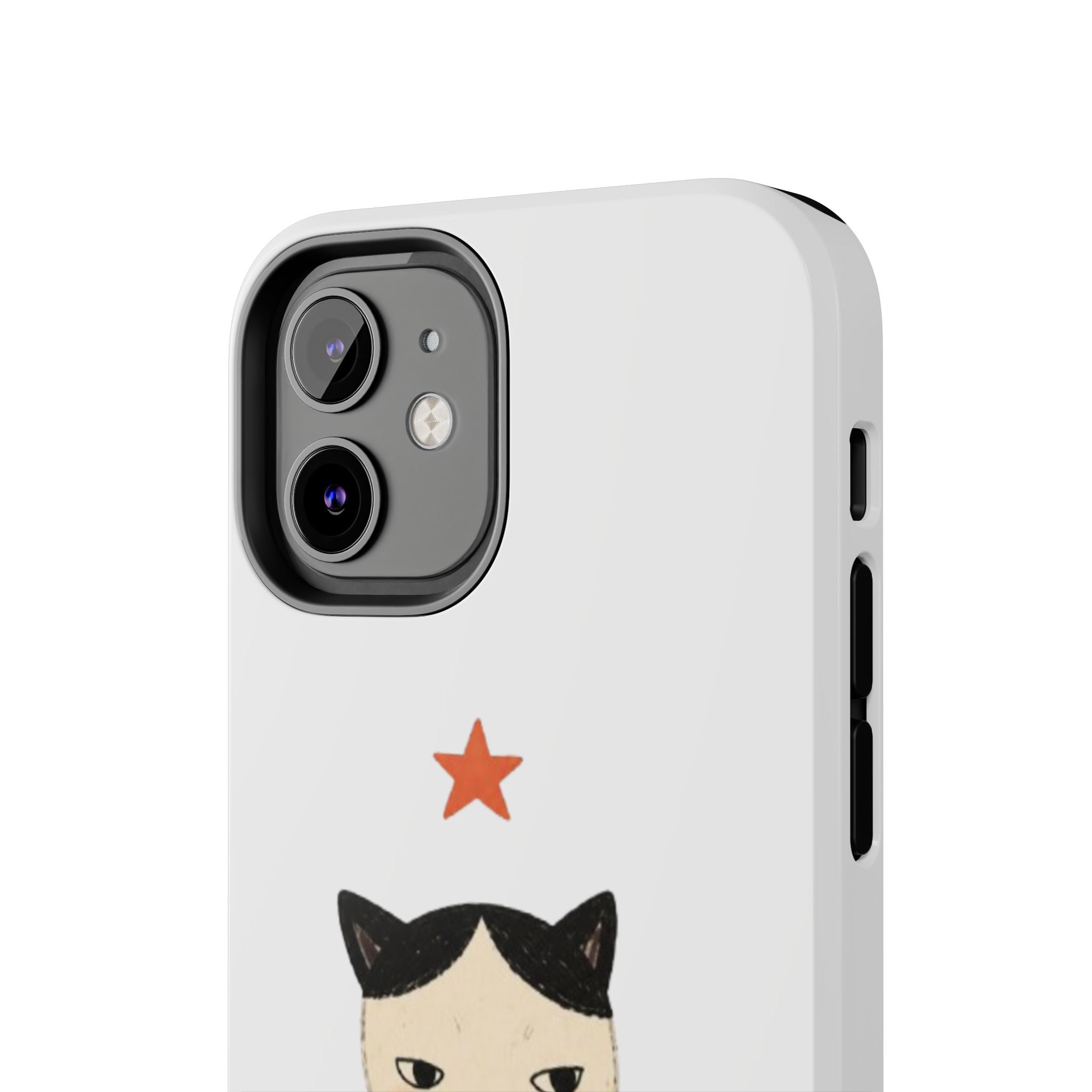 Grumpy Cat Illustration Phone Case | Cute Cat with Star Tough Case