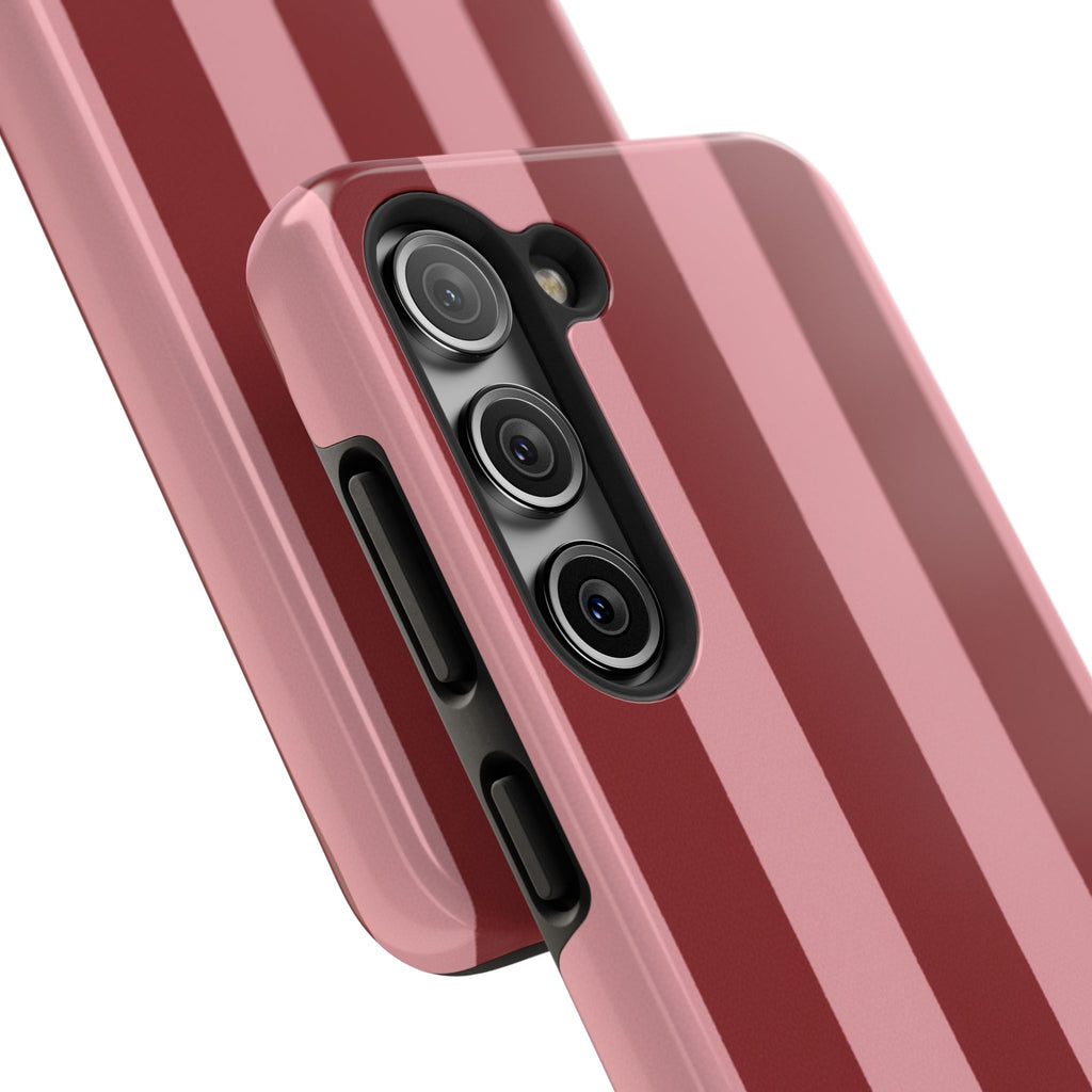 Striped Burgundy & Blush Phone Case