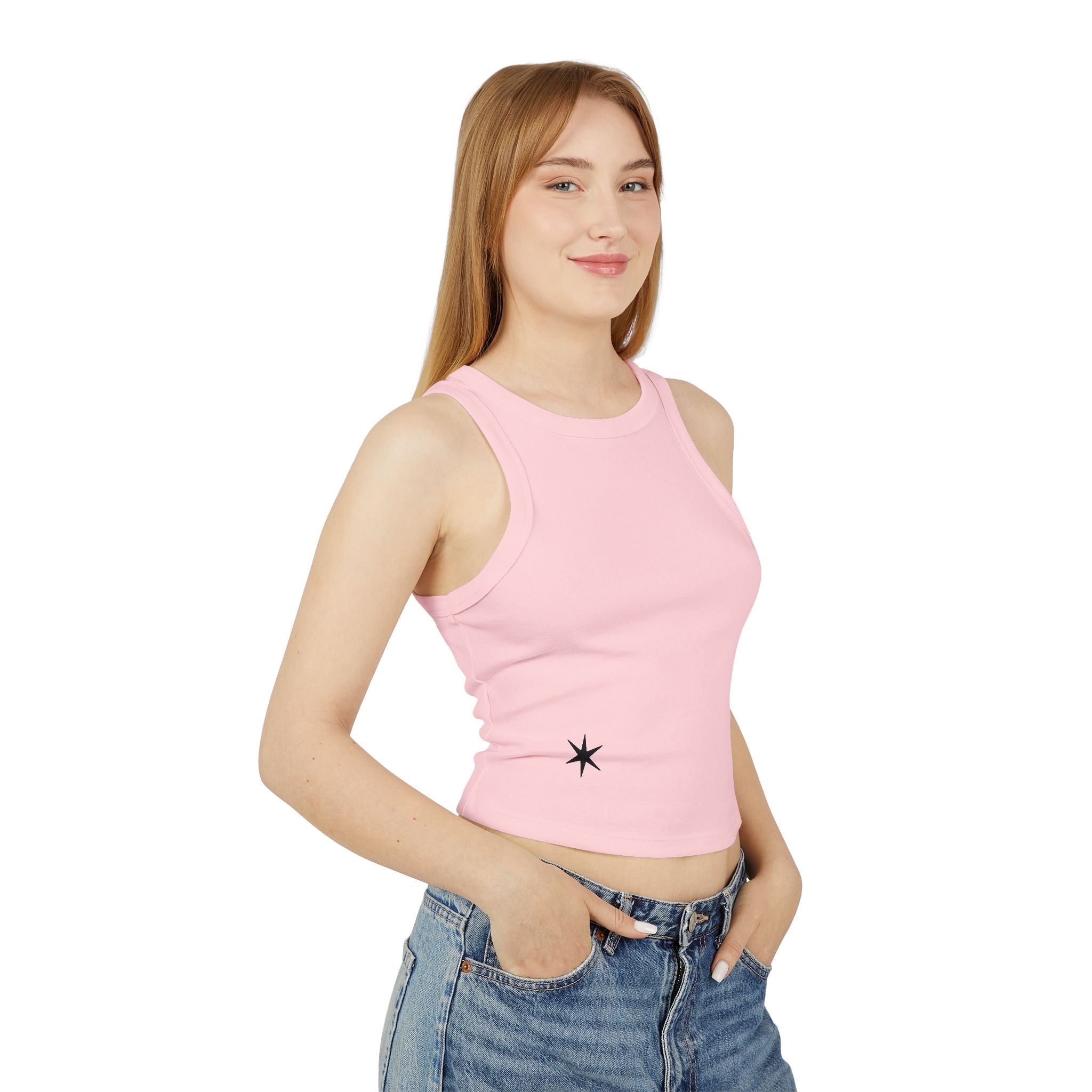 Small Starburst Minimalist Crop Tank Top | Rib Racerback