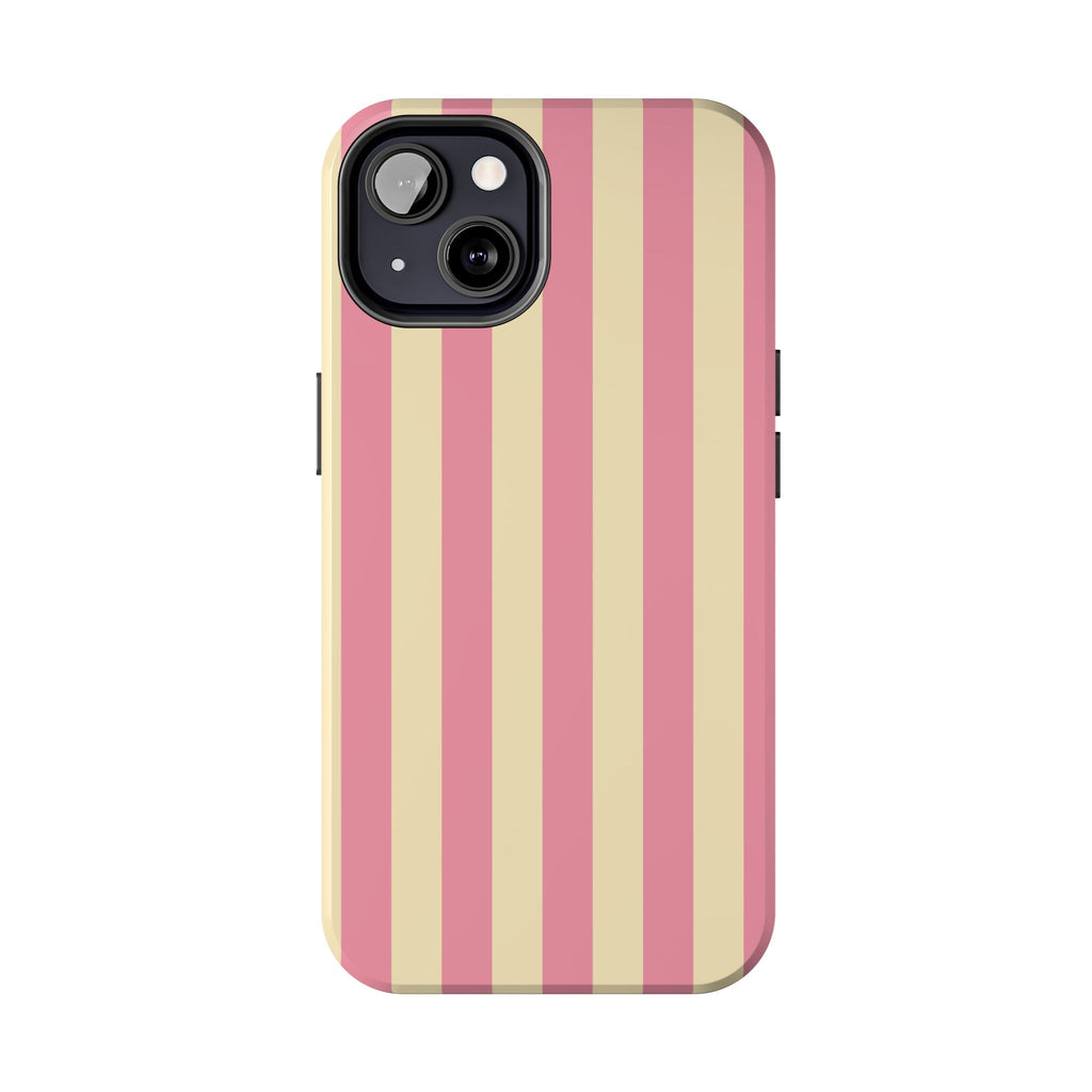Pink Cream Vertical Candy Stripe Phone Case | Tough Phone Cases