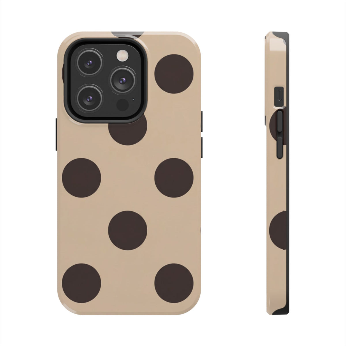 Chocolate Polka Dot Tough Phone Case — Beige Protective Phone Cover