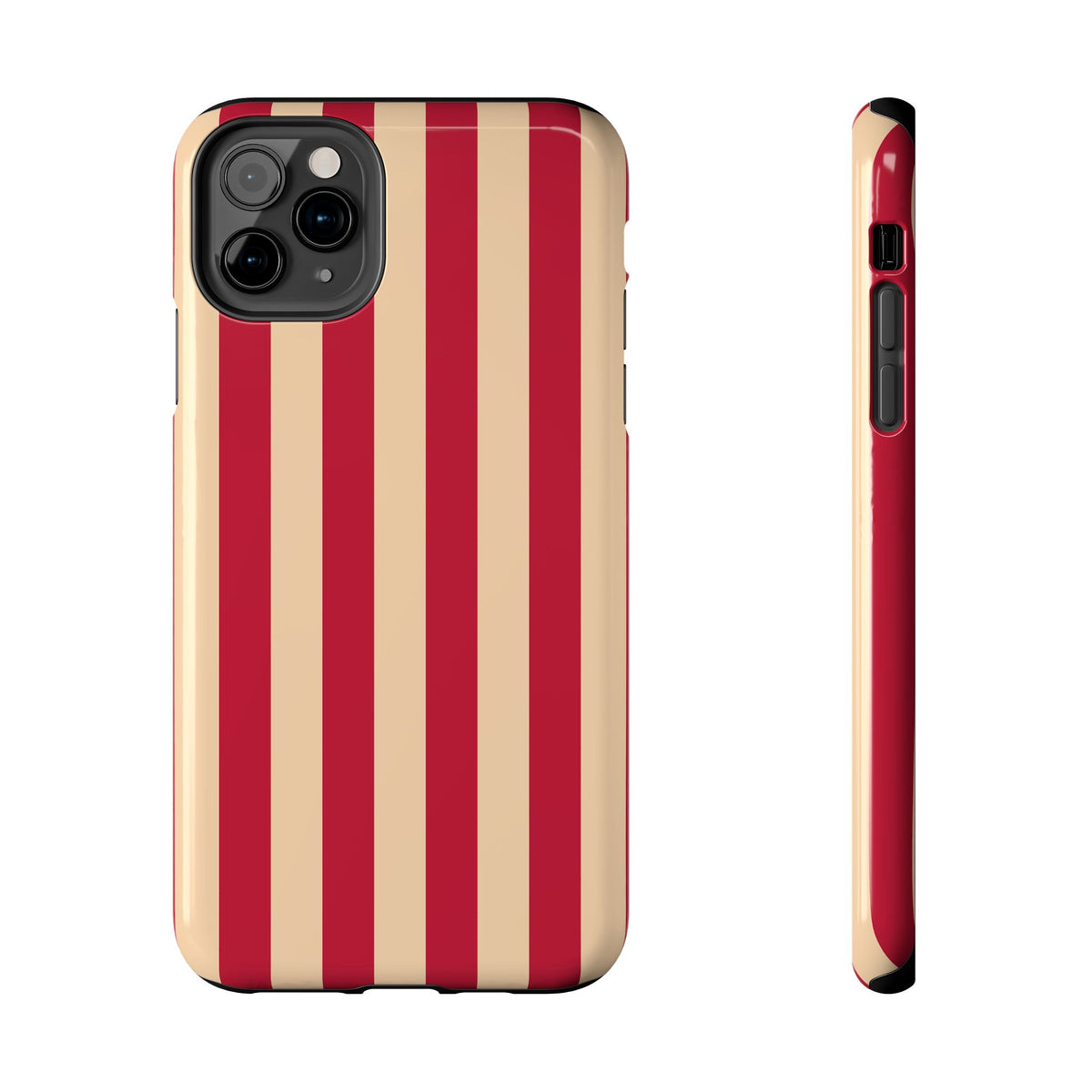 Retro Red & Cream Stripe Phone Case — Tough Protective Cover
