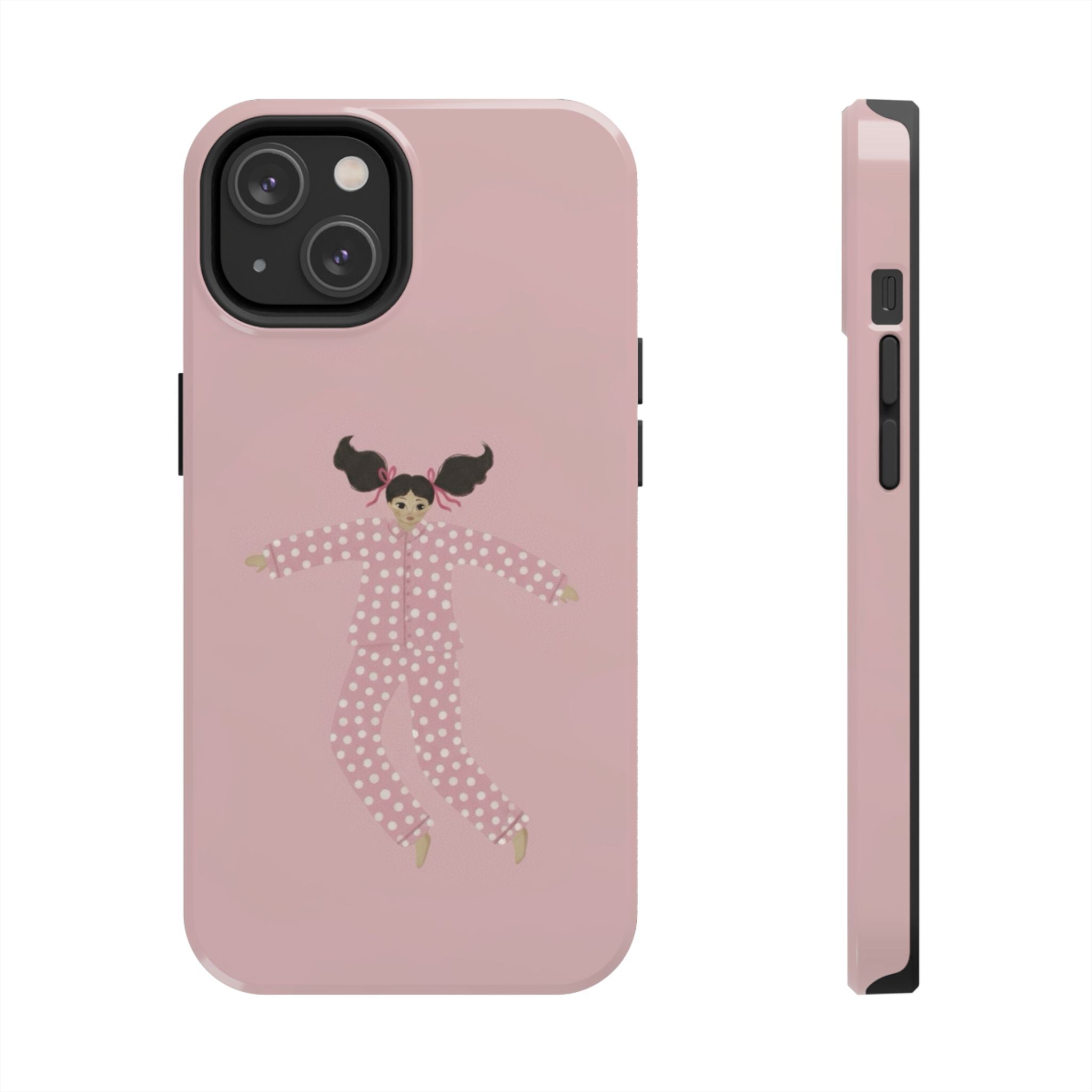 Pink Girl Drawing Tough Phone Case, Cute Protective Cover, Stylish Phone Accessories, Customizable Phone Case, Trendy Cell Phone Case