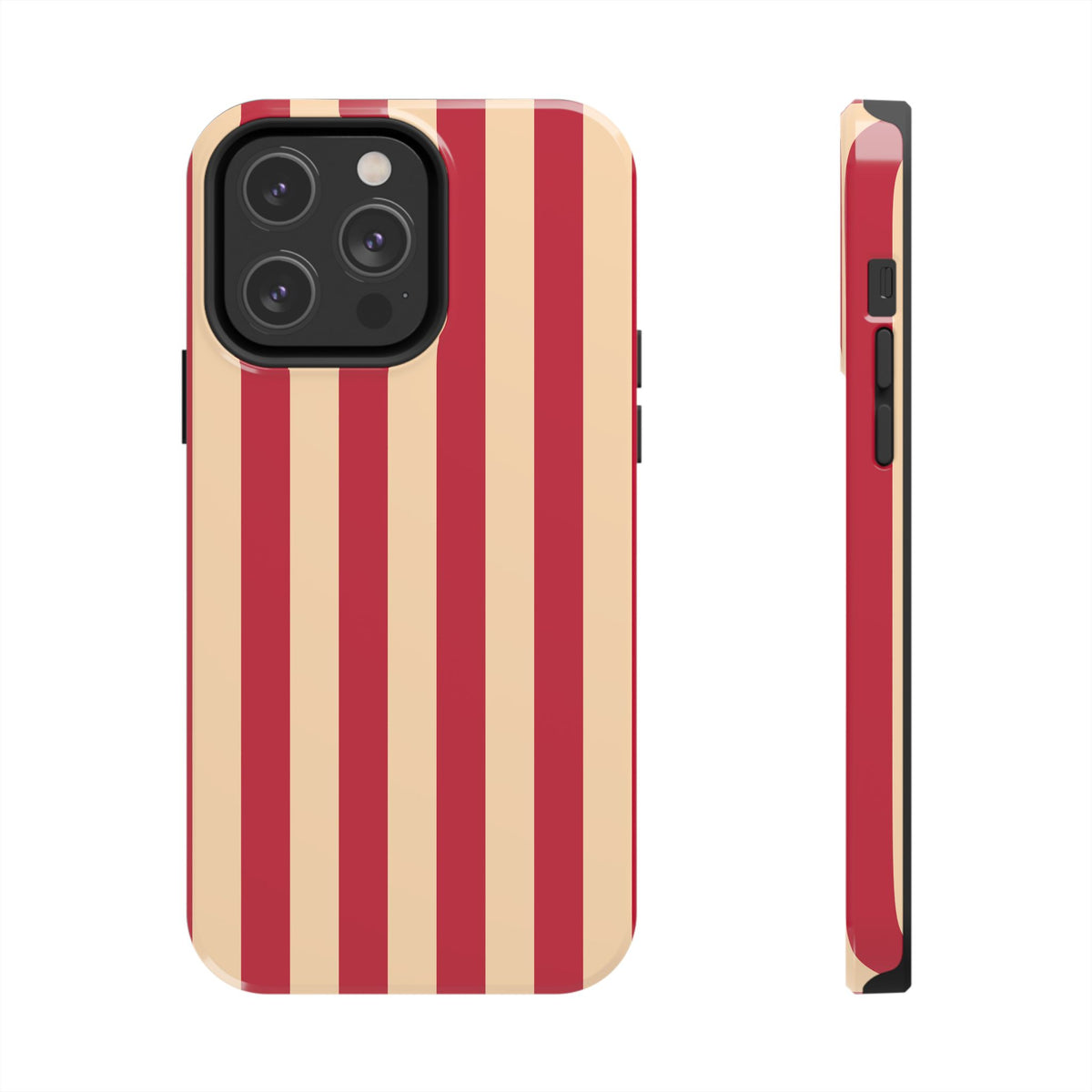 Retro Red & Cream Stripe Phone Case — Tough Protective Cover
