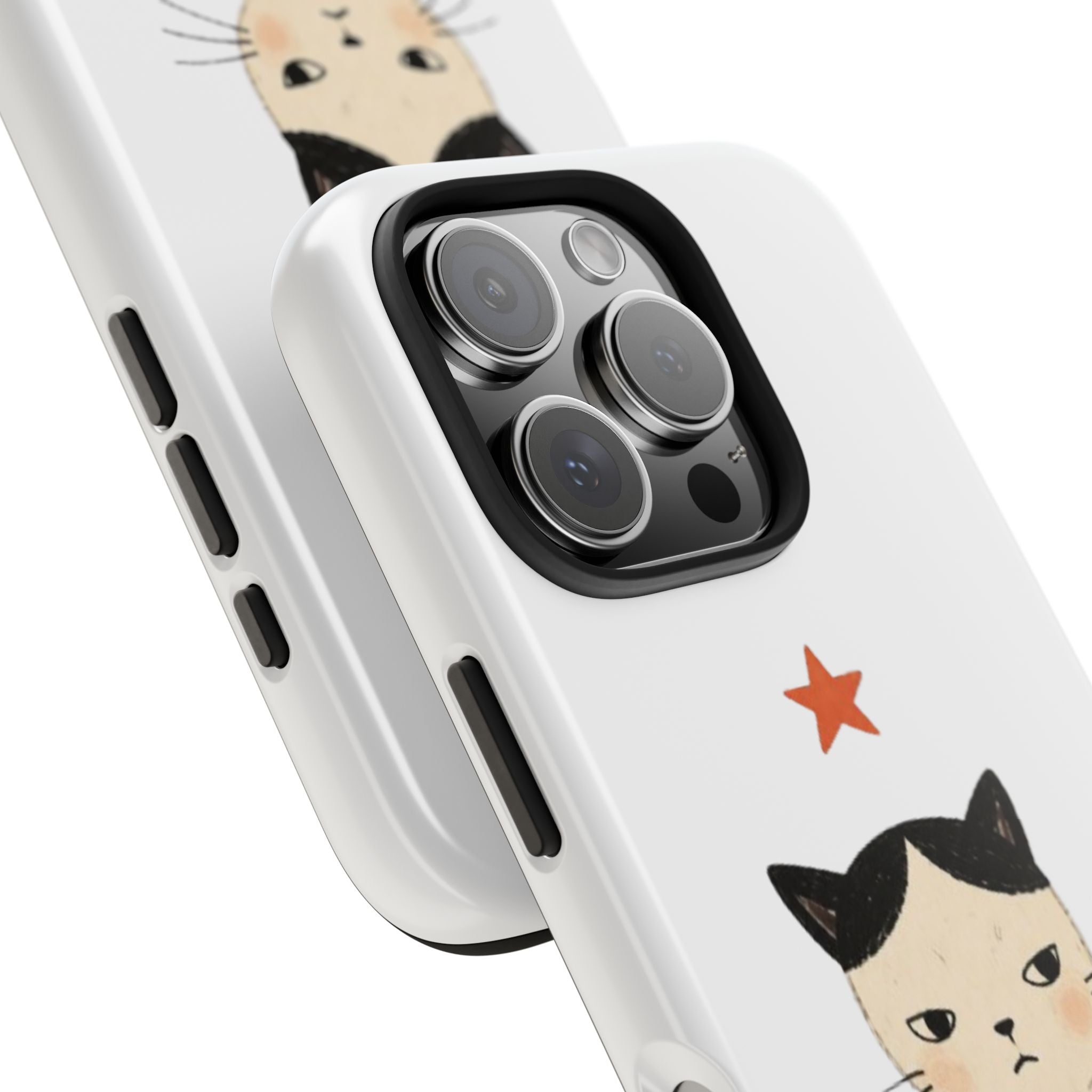 Grumpy Cat Illustration Phone Case | Cute Cat with Star Tough Case