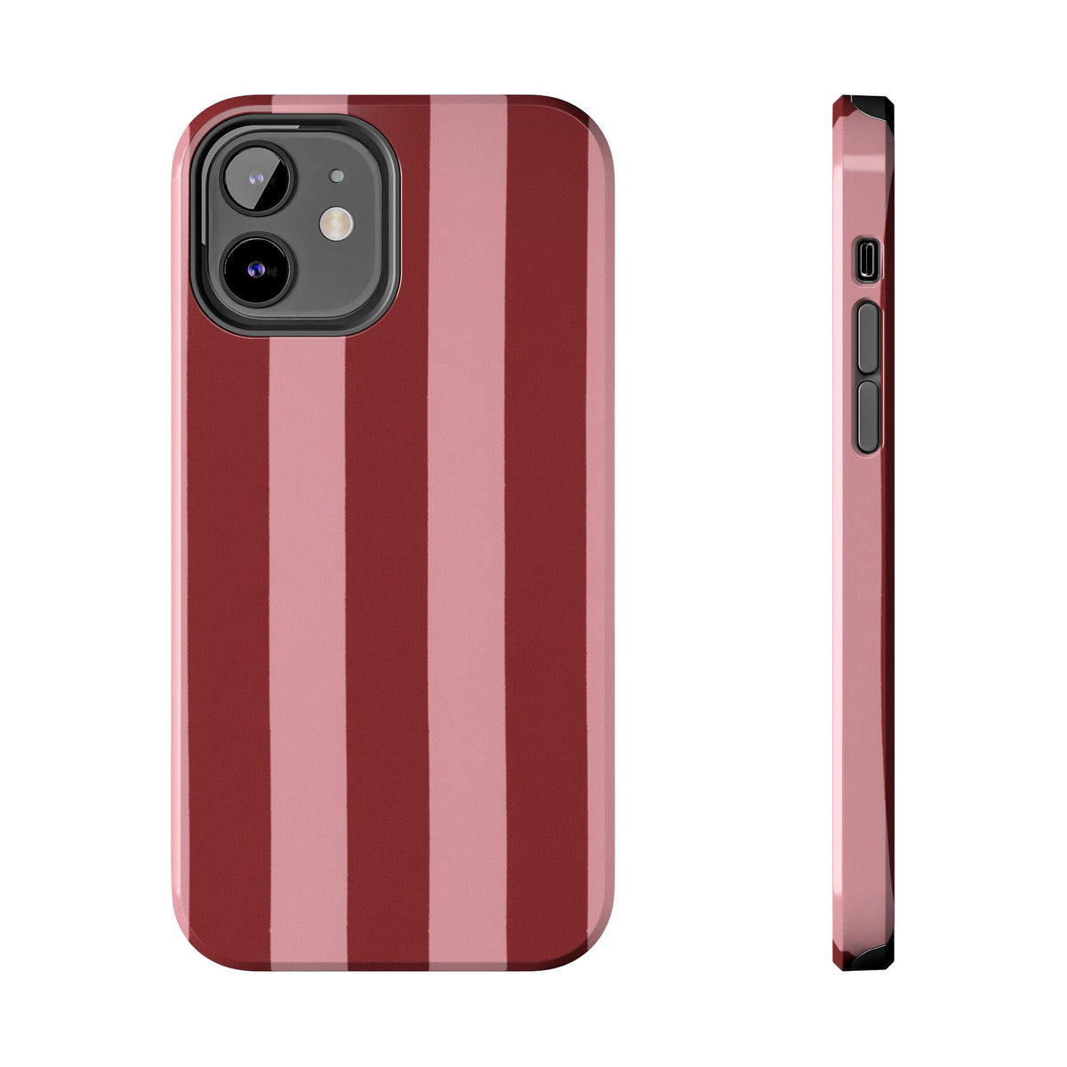 Striped Burgundy & Blush Phone Case