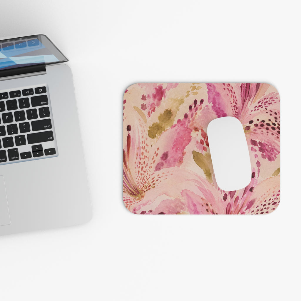 Pink Watercolor lily Mouse Pad