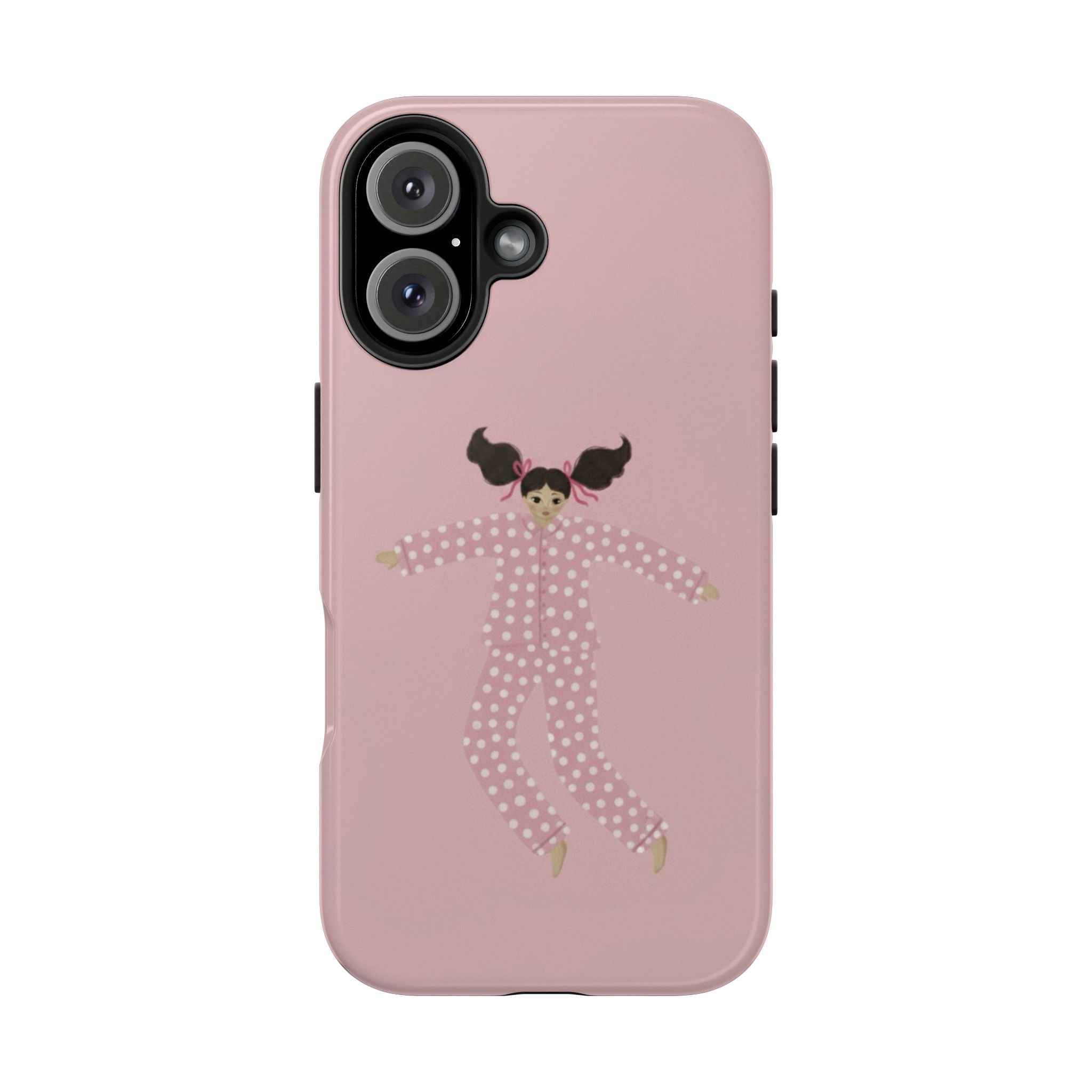 Pink Girl Drawing Tough Phone Case, Cute Protective Cover, Stylish Phone Accessories, Customizable Phone Case, Trendy Cell Phone Case