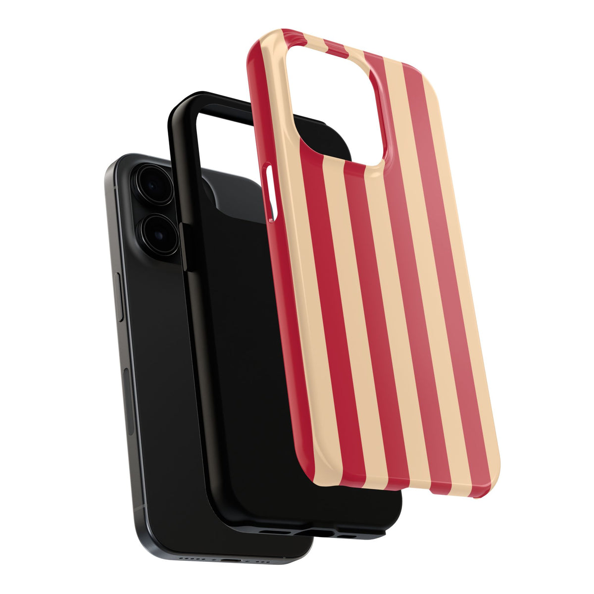 Retro Red & Cream Stripe Phone Case — Tough Protective Cover