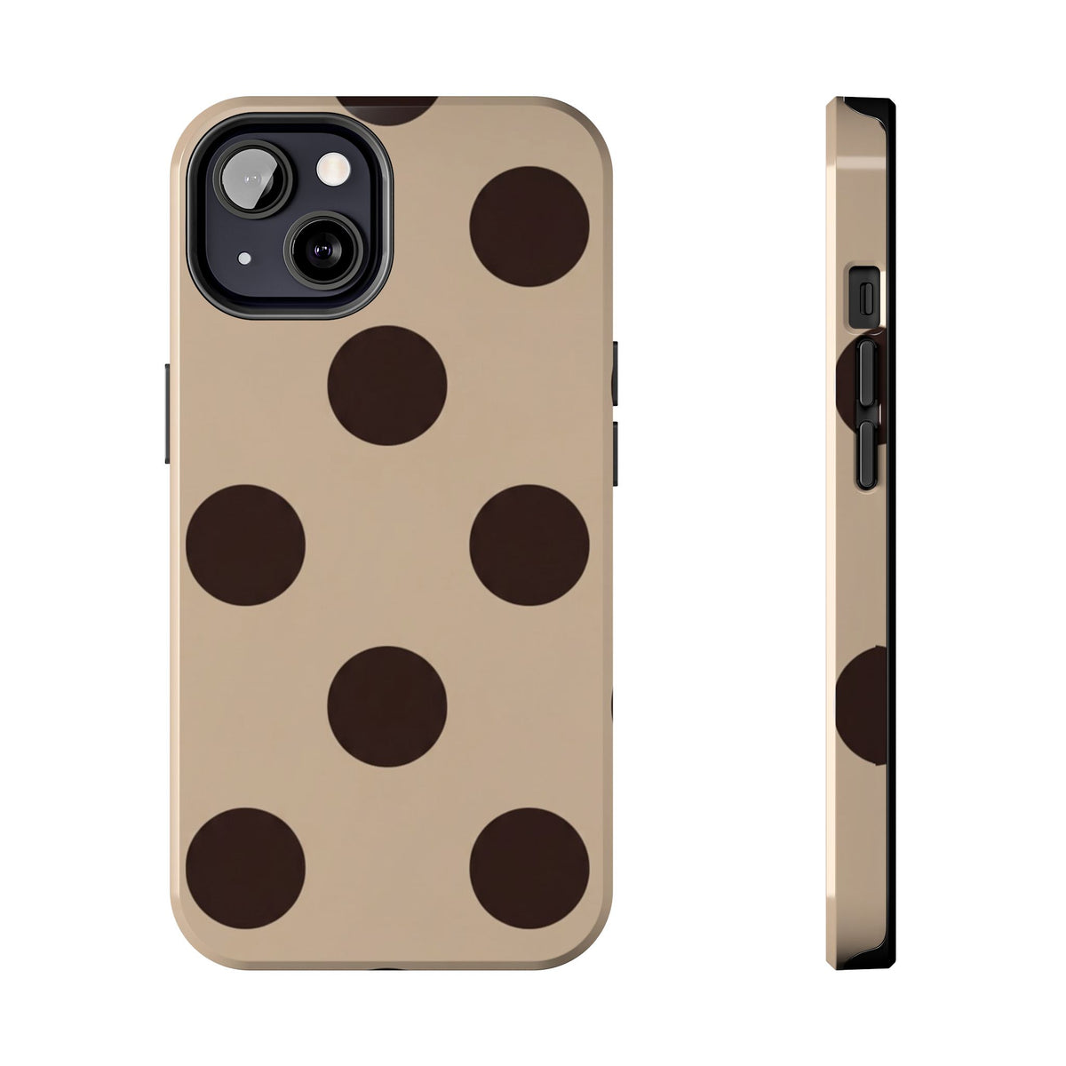 Chocolate Polka Dot Tough Phone Case — Beige Protective Phone Cover